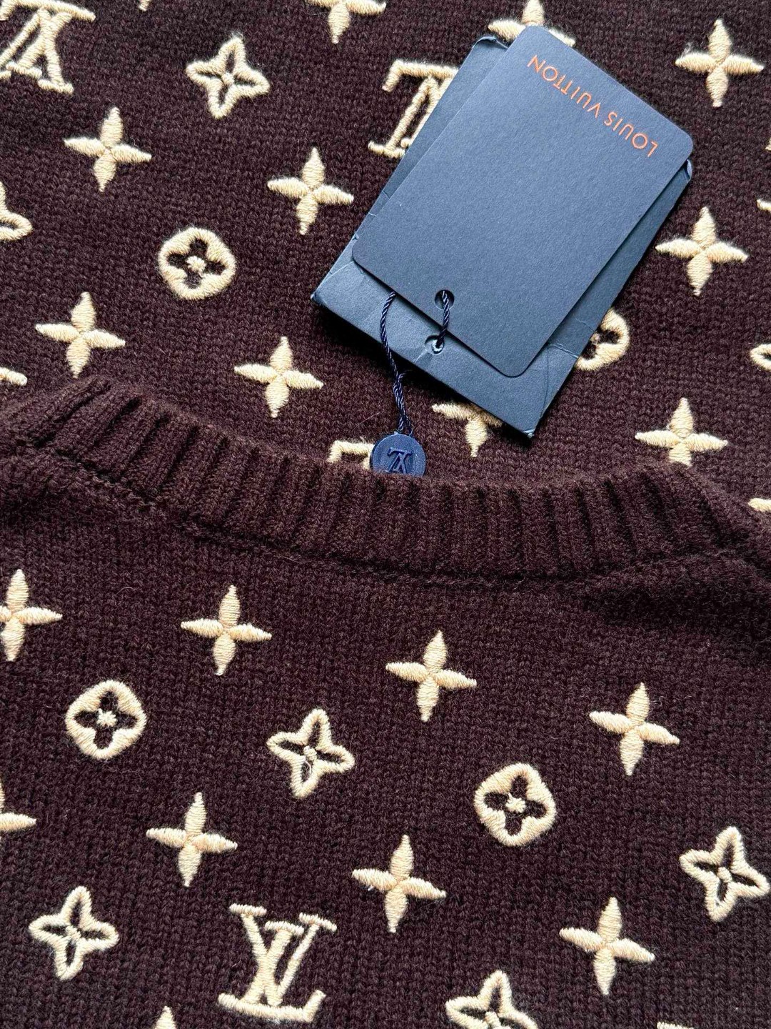 LOUIS VUITTON 路易威登 字母3D羊毛老花毛衣 针织衫 外套 长袖 棕色 黑色 C0 1AHZ59