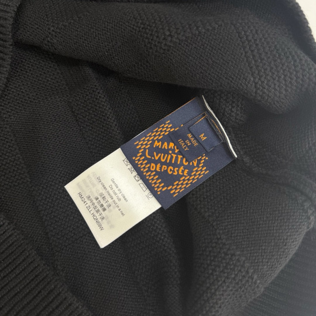LOUIS VUITTON 路易威登 菲董系列 棋盘格羊毛钉珠毛衣 针织衫 外套 长袖 黑色 藏蓝色 B5 1AHCO3