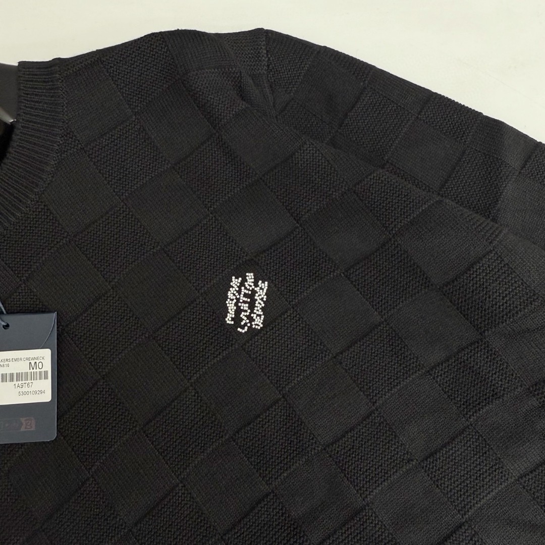 LOUIS VUITTON 路易威登 菲董系列 棋盘格羊毛钉珠毛衣 针织衫 外套 长袖 黑色 藏蓝色 B5 1AHCO3