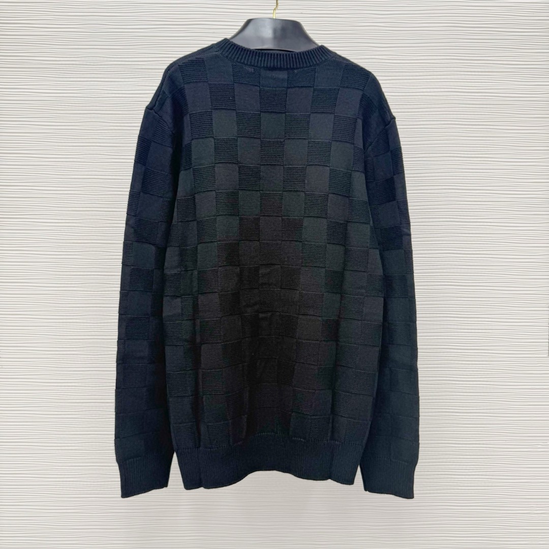 LOUIS VUITTON 路易威登 菲董系列 棋盘格羊毛钉珠毛衣 针织衫 外套 长袖 黑色 藏蓝色 B5 1AHCO3