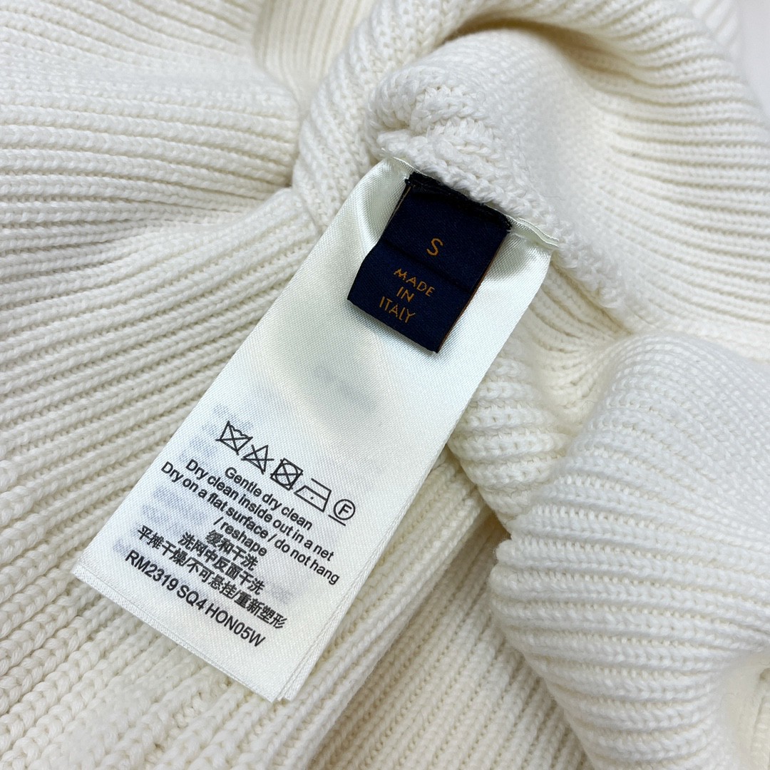 LOUIS VUITTON 路易威登 撞色V领套头毛衣 针织衫 外套 长袖 白色 B5 1AATLN