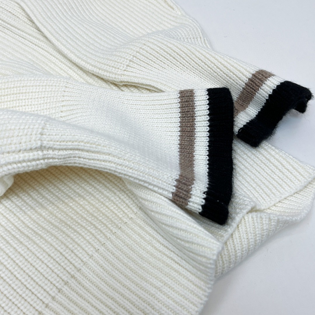 LOUIS VUITTON 路易威登 撞色V领套头毛衣 针织衫 外套 长袖 白色 B5 1AATLN