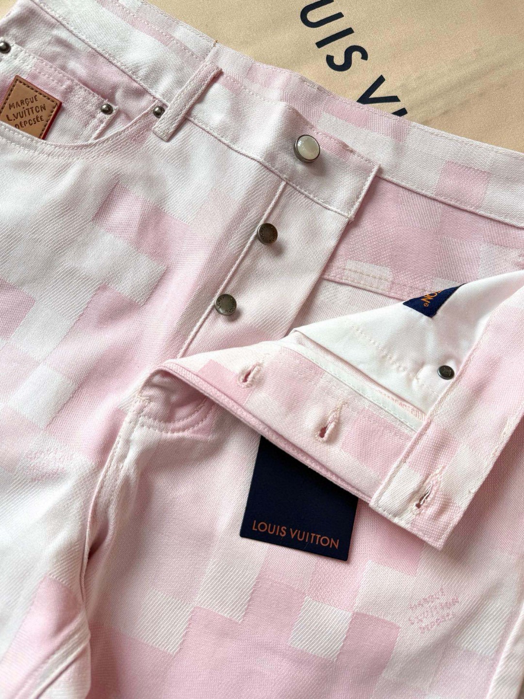 LOUIS VUITTON 路易威登 棋盘格牛仔裤 裤子 长裤 粉色 B5 1AILVE