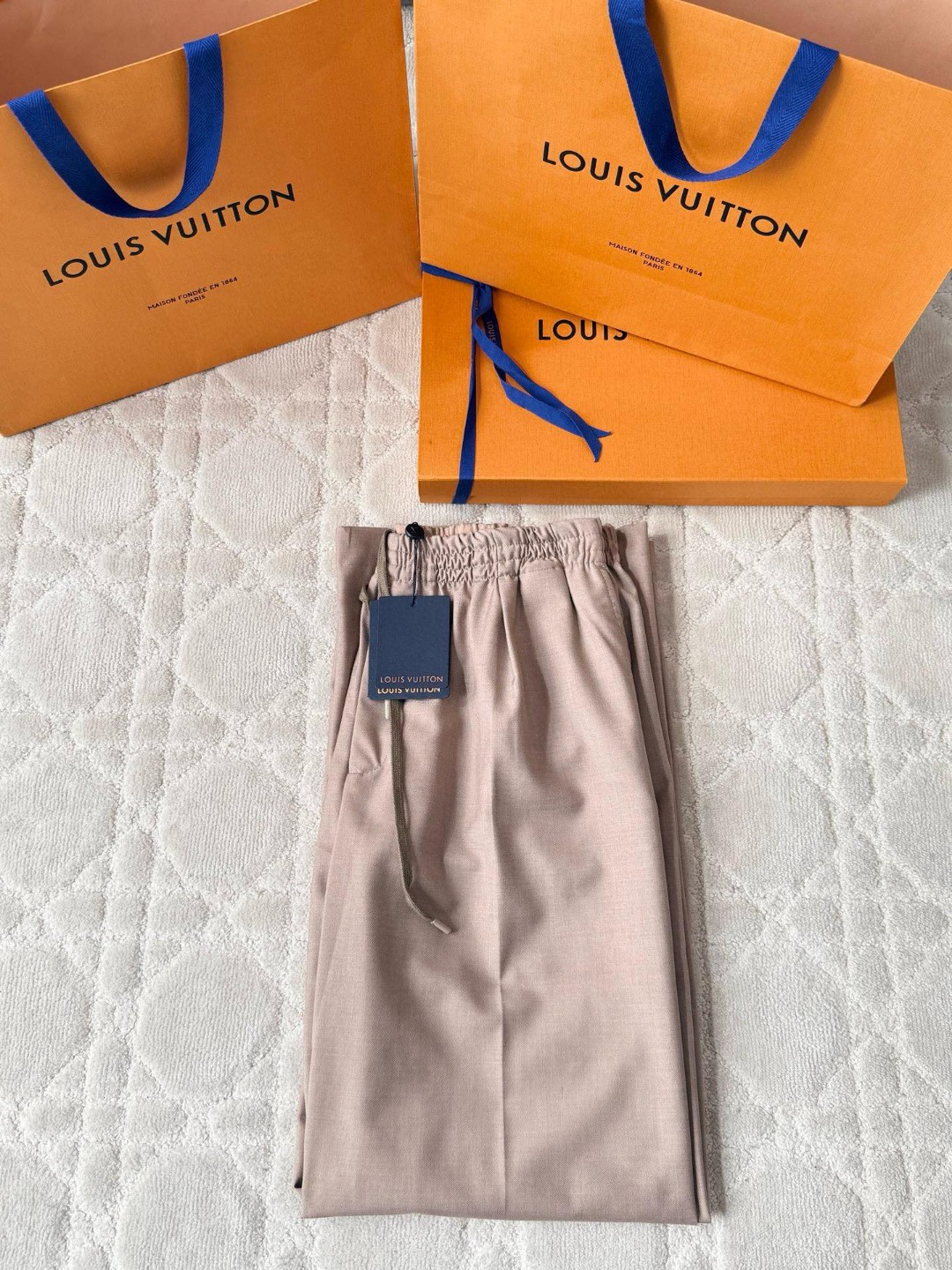 LOUIS VUITTON 路易威登 卡其色老钱风松紧腰休闲裤 裤子 长裤 B5 