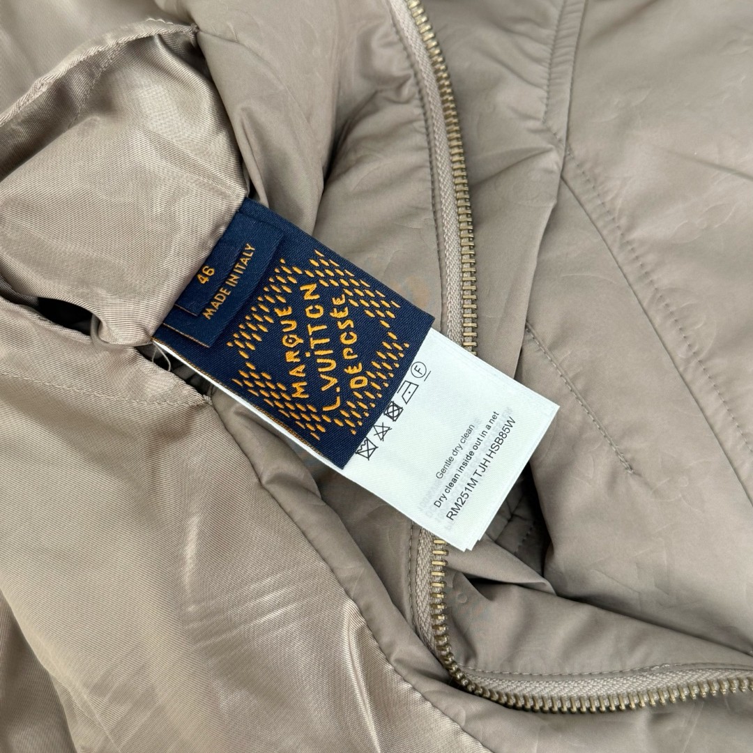 LOUIS VUITTON 路易威登 压花拉链连帽棉服外套 夹克 长袖 棕色 D0 1AHBID