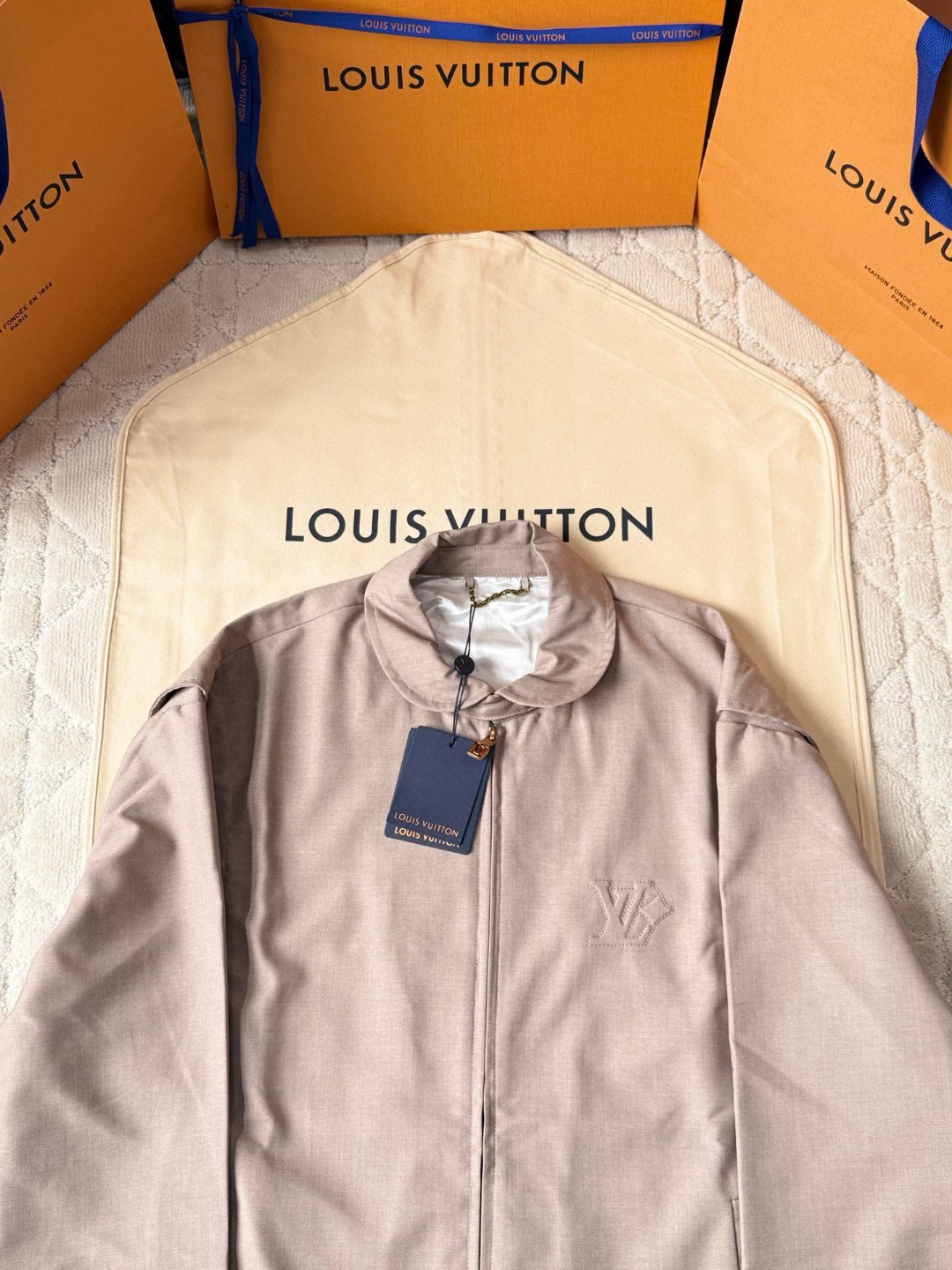 LOUIS VUITTON 路易威登 卡其色老钱风拉链夹克 外套 C5 1AHV64