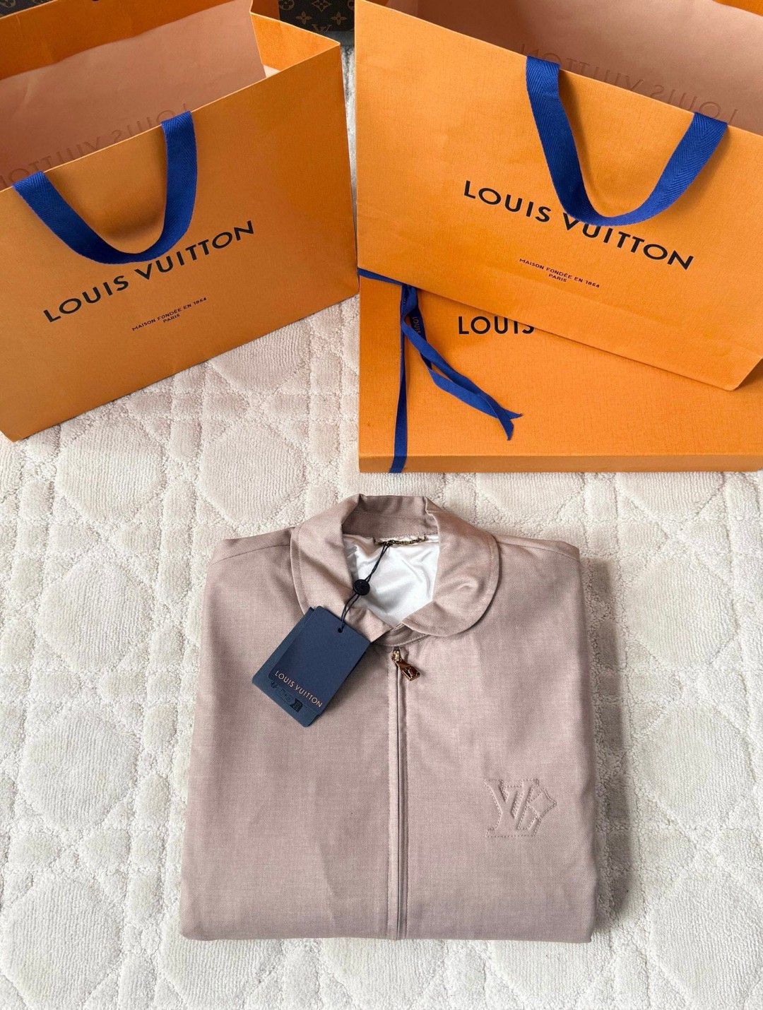 LOUIS VUITTON 路易威登 卡其色老钱风拉链夹克 外套 C5 1AHV64