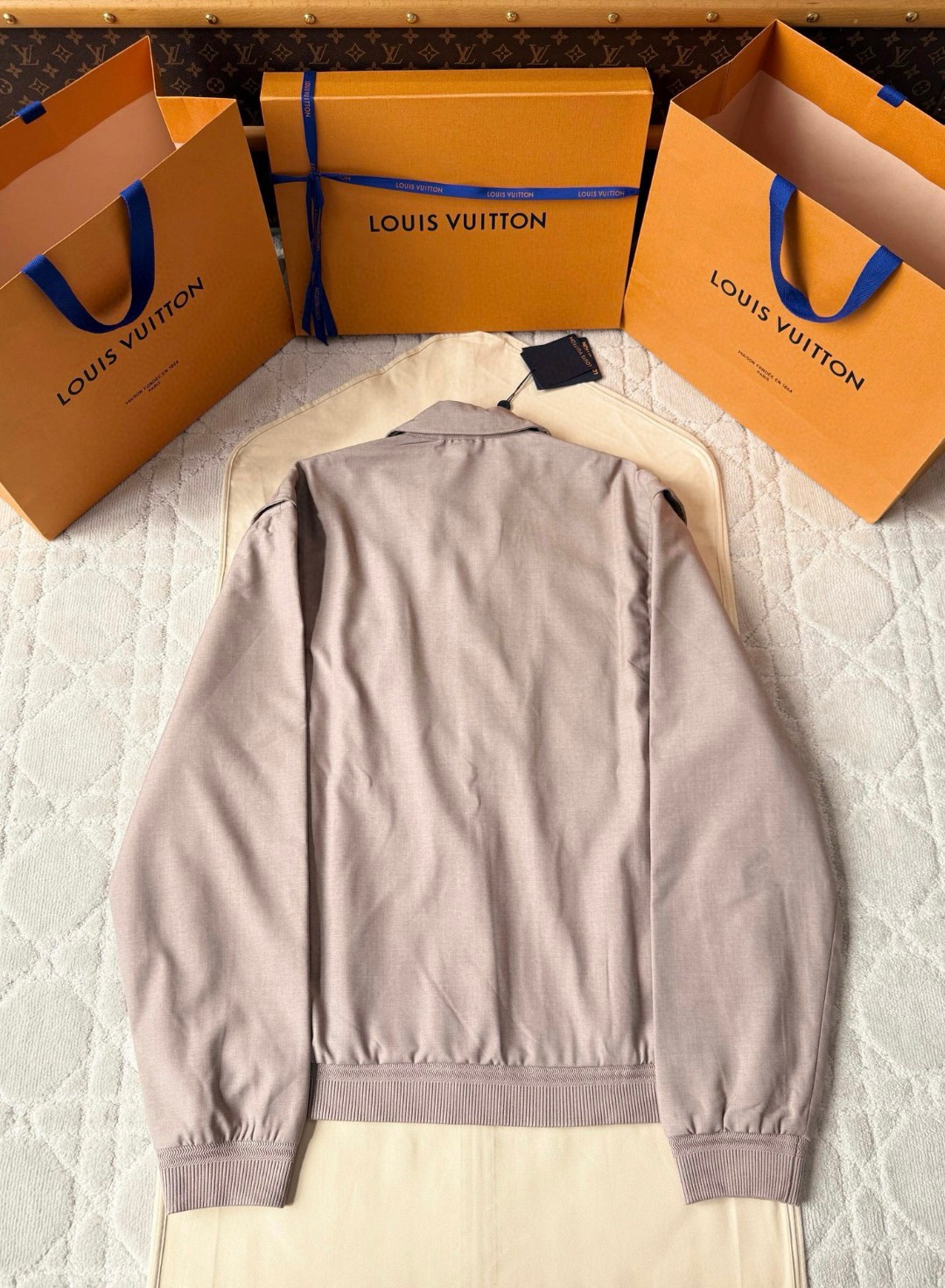 LOUIS VUITTON 路易威登 卡其色老钱风拉链夹克 外套 C5 1AHV64