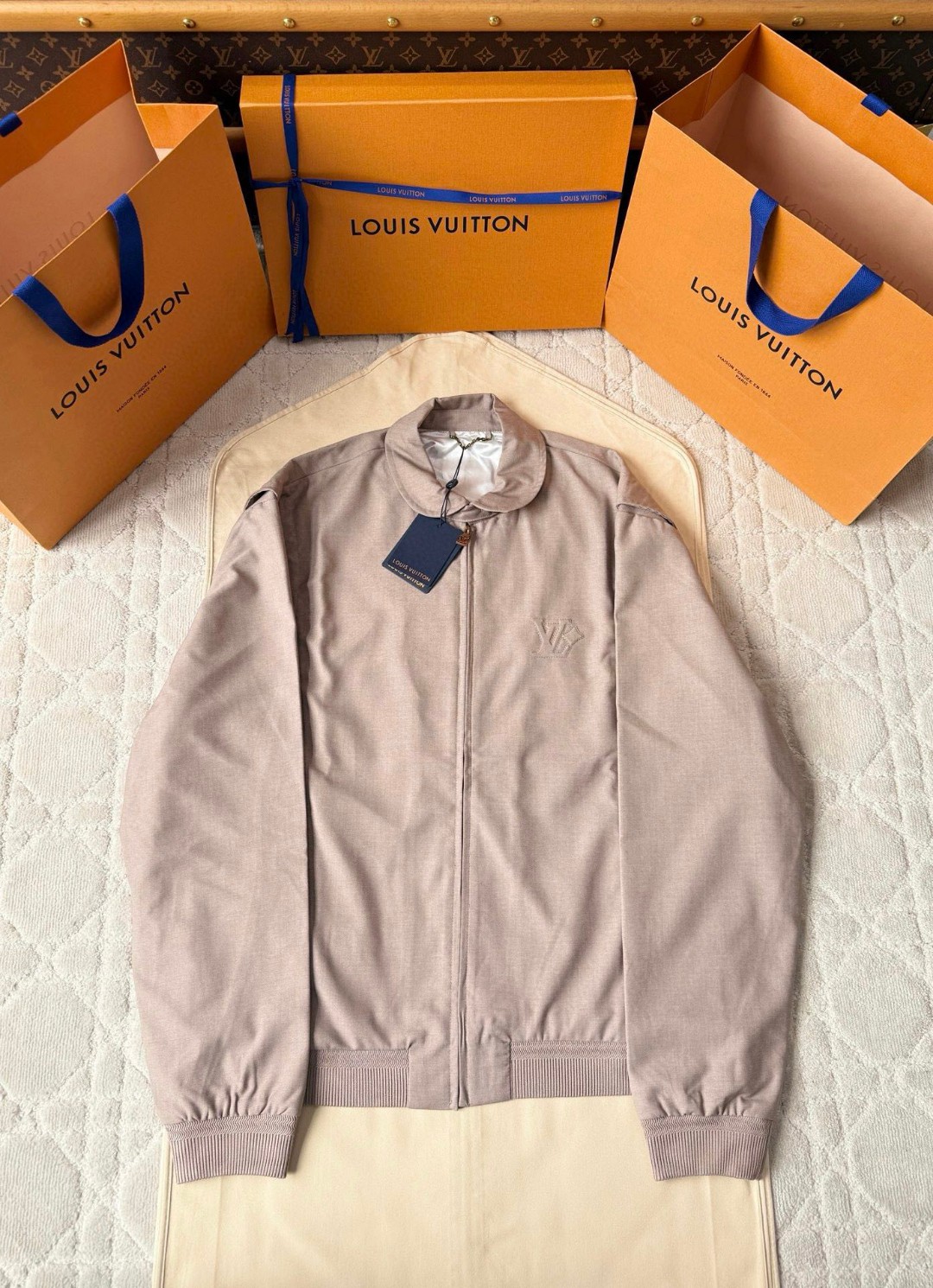 LOUIS VUITTON 路易威登 卡其色老钱风拉链夹克 外套 C5 1AHV64