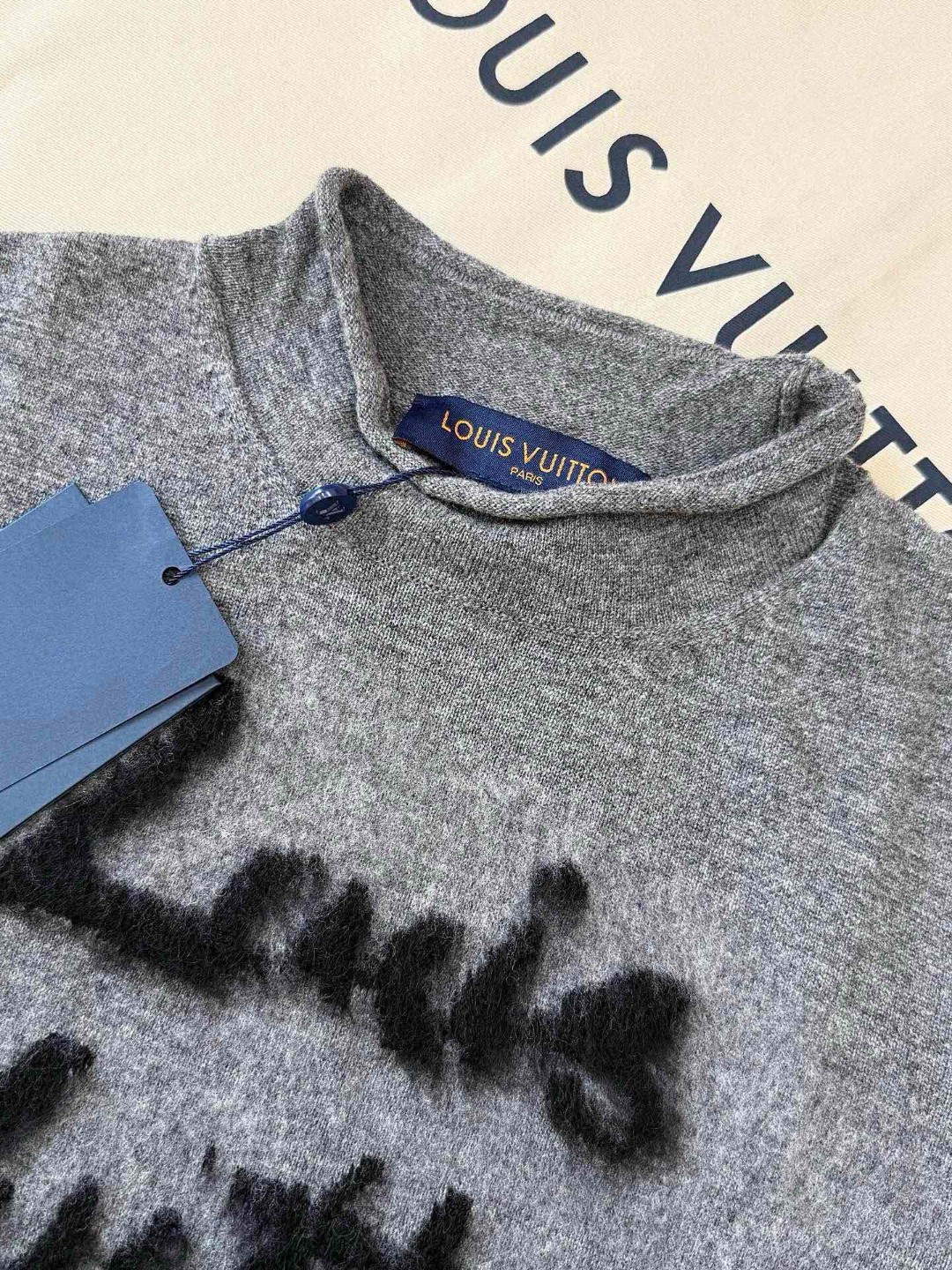 LOUIS VUITTON 路易威登 字母提花卷边打底衫 T恤 长袖 灰色 B0 1AHZCV