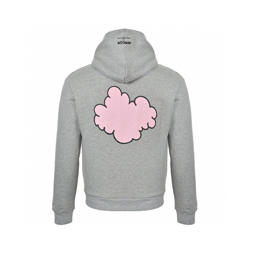 Acne Studios Moomin 联名款 卡通印花拉链连帽卫衣 外套 长袖 灰色 B0 CI0188-X92