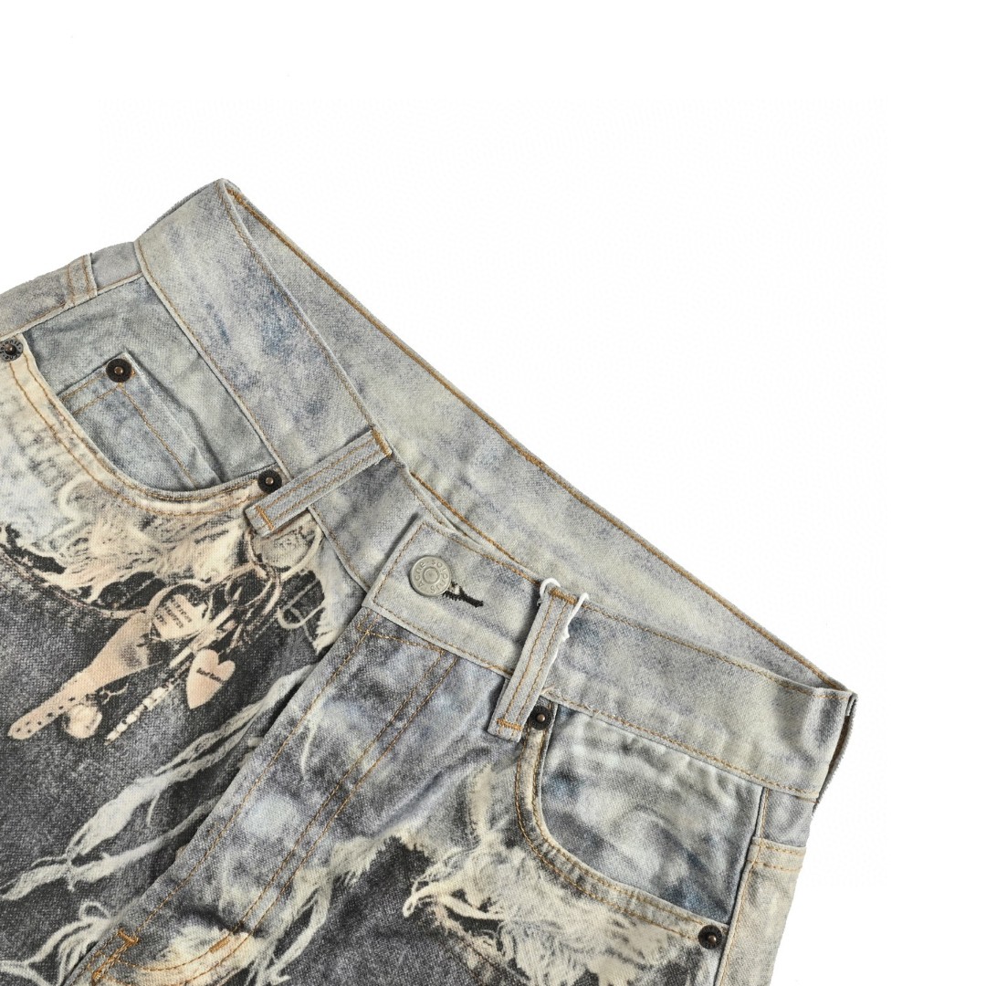 Acne Studios 破坏错觉印花牛仔裤 长裤 裤子 B0 