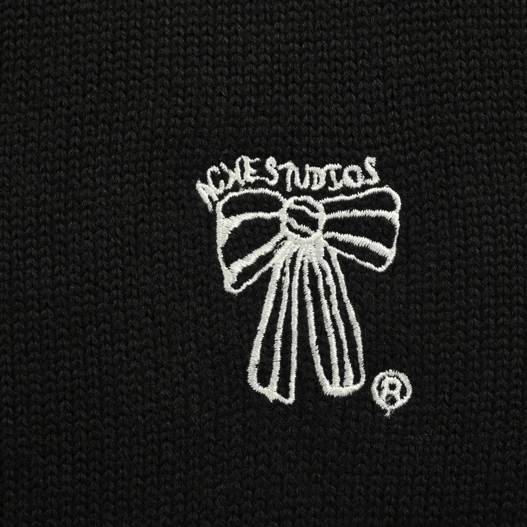 Acne Studios 蝴蝶结刺绣针织开衫 毛衣 针织衫 外套 长袖 黑色 B0 B60385-900