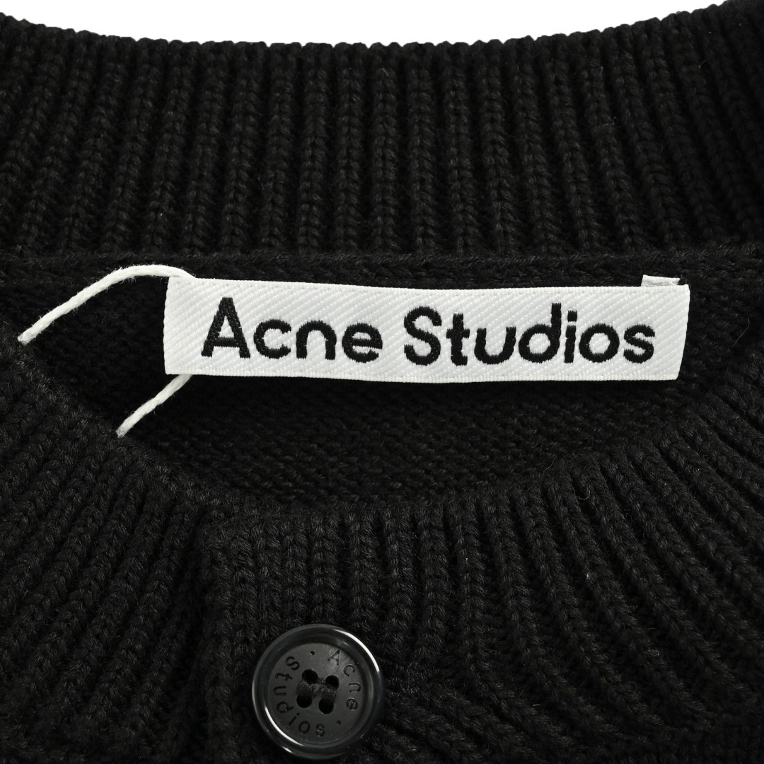 Acne Studios 蝴蝶结刺绣针织开衫 毛衣 针织衫 外套 长袖 黑色 B0 B60385-900