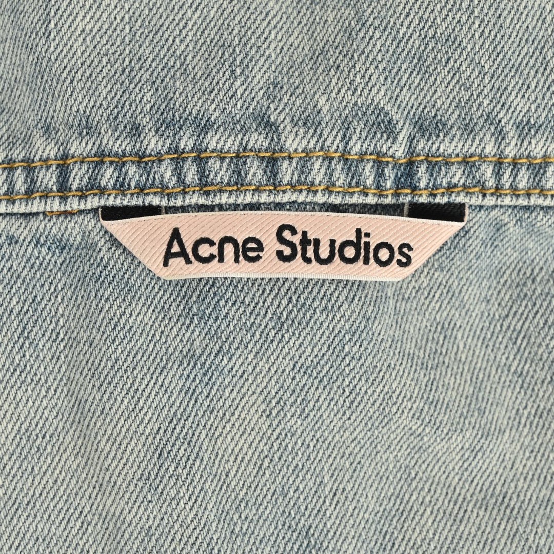 Acne Studios 徽标做旧泼墨牛仔衬衫 外套 长袖 蓝色 B0 CB0103-228