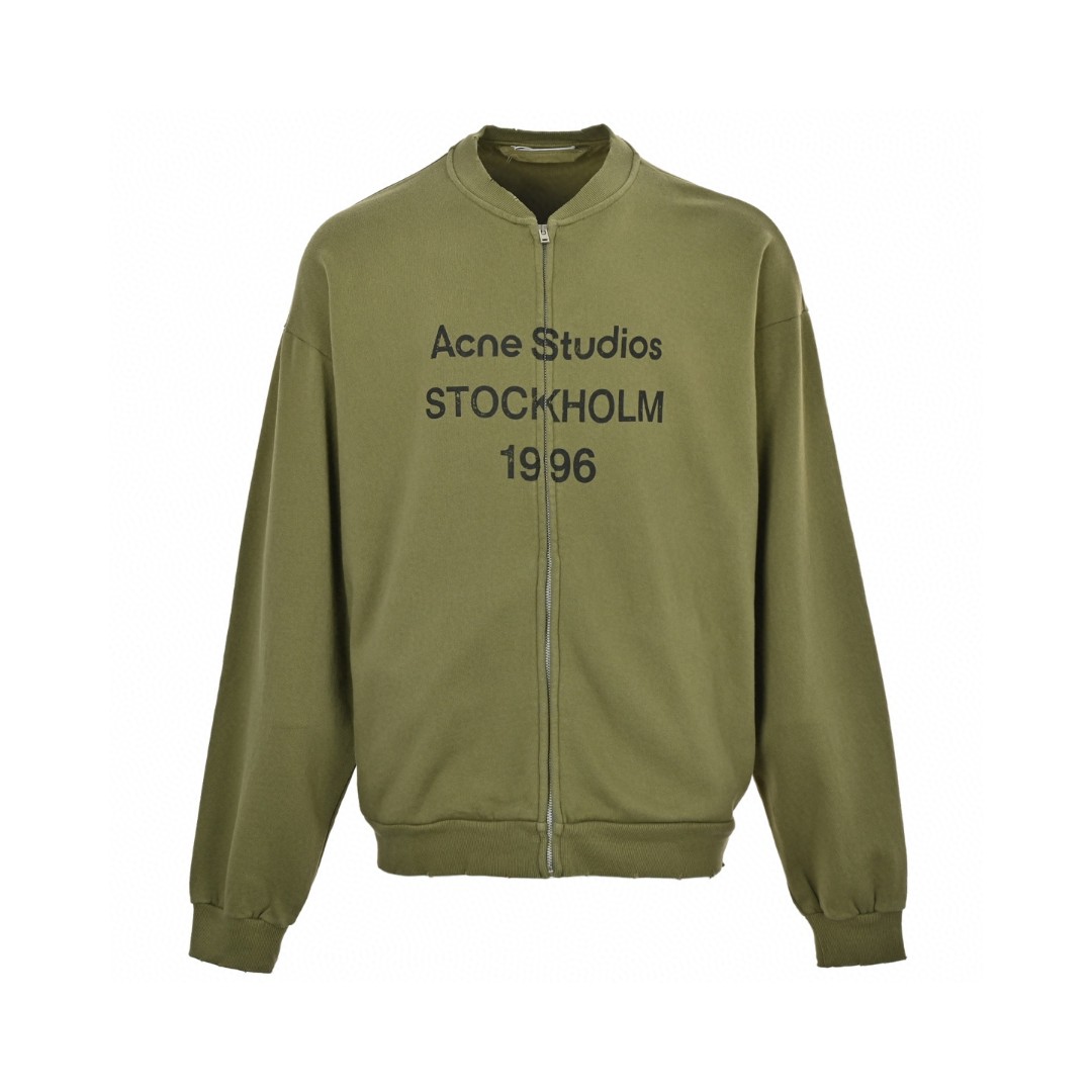 Acne Studios 喷墨拉链棒球服外套 卫衣 夹克 长袖 绿色 B0 CI0189-AB7