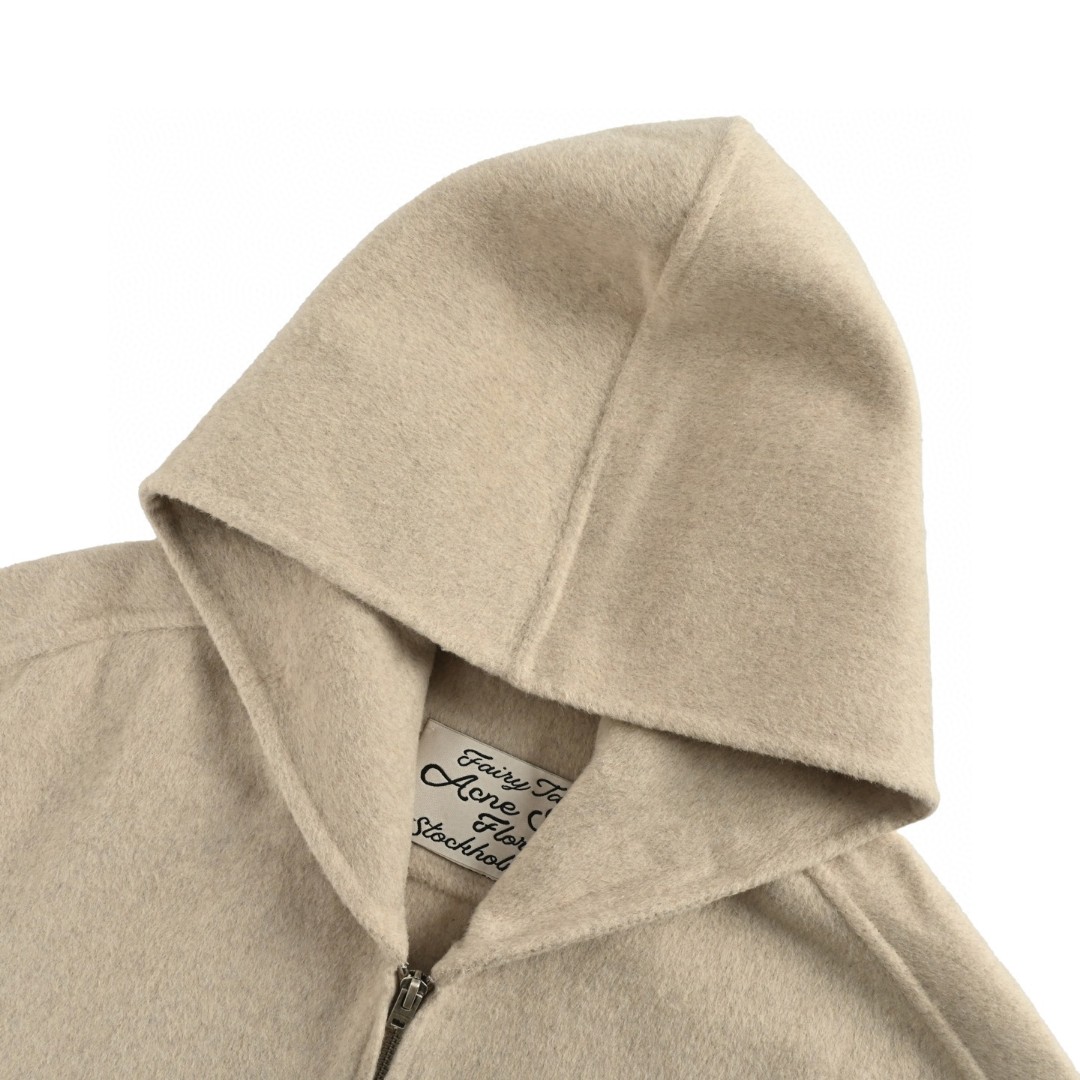 Acne Studios 双面羊绒连帽外套 夹克 长袖 卡其色 C0 B90831-633