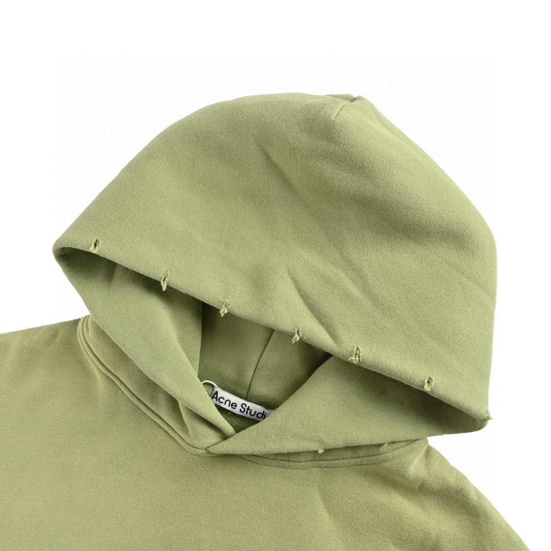 Acne Studios 1996渲染水洗做旧字母印花连帽卫衣 外套 长袖 绿色 B0 