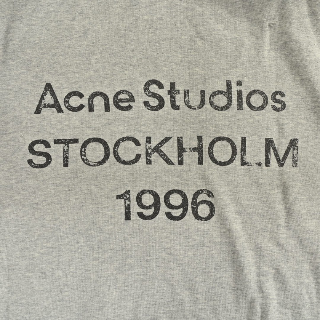 Acne Studios 1996渲染水洗做旧字母印花连帽卫衣 外套 长袖 灰色 B0 