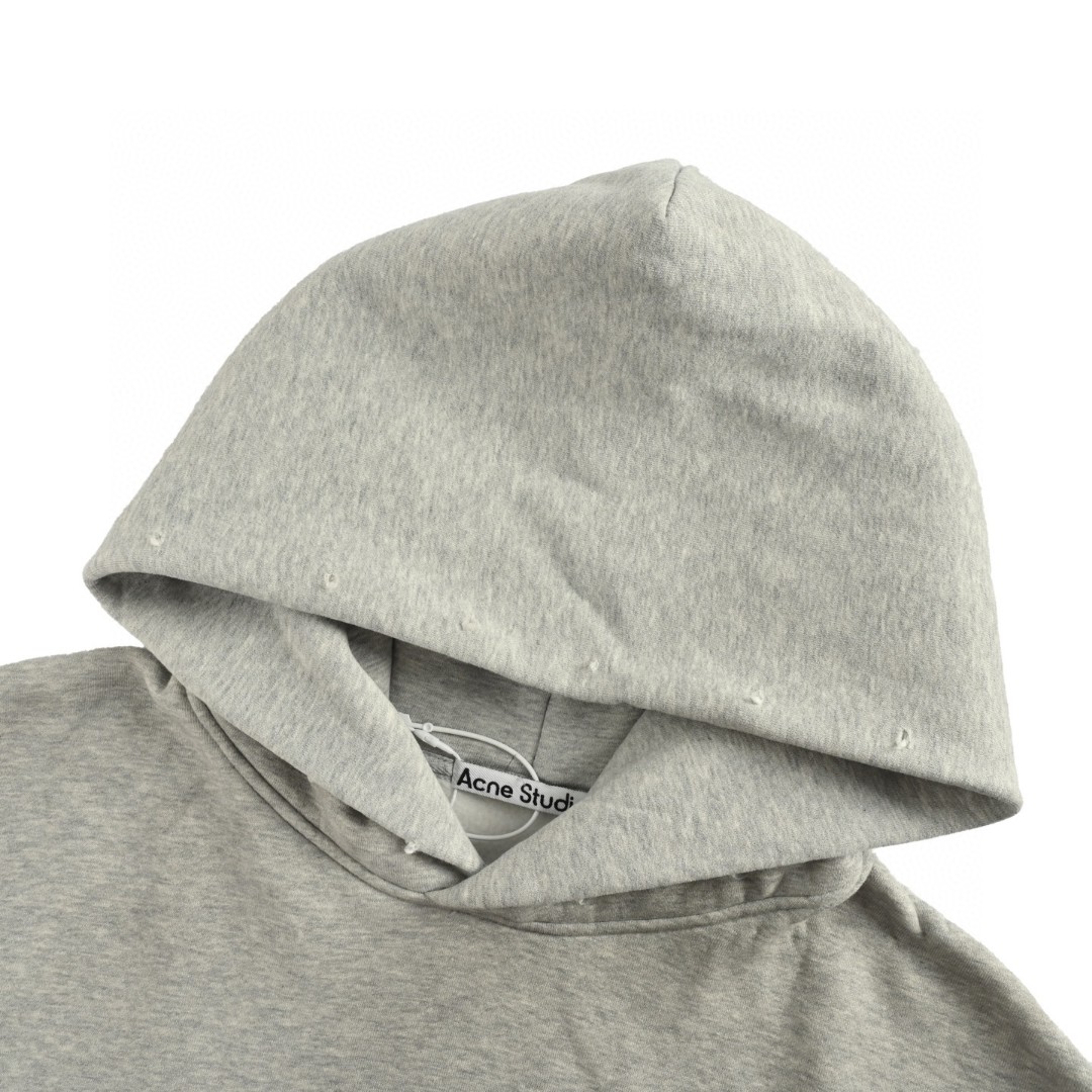 Acne Studios 1996渲染水洗做旧字母印花连帽卫衣 外套 长袖 灰色 B0 