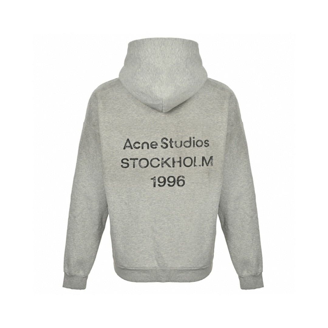 Acne Studios 1996渲染水洗做旧字母印花连帽卫衣 外套 长袖 灰色 B0 