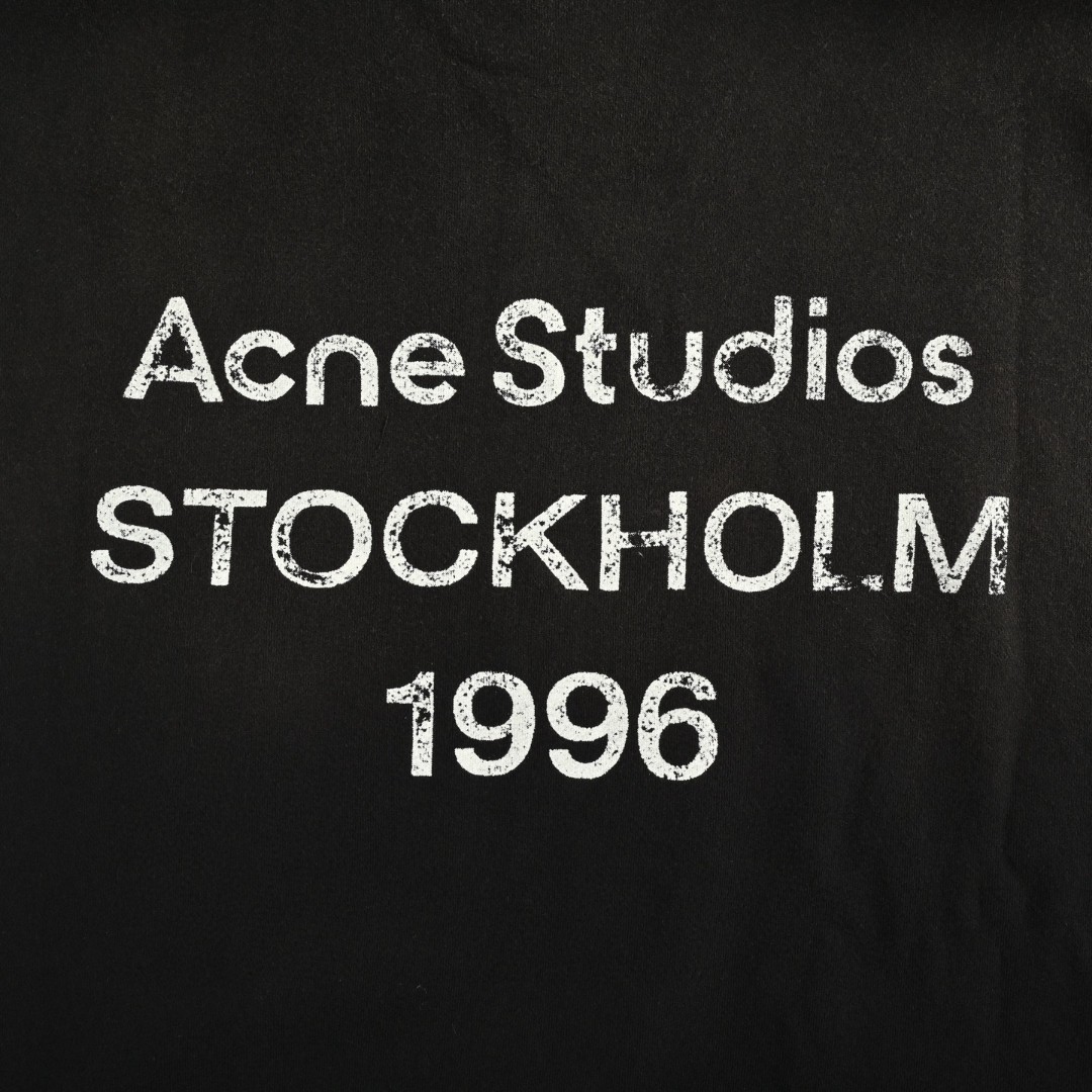 Acne Studios 1996渲染水洗做旧字母印花连帽卫衣 外套 长袖 黑色 B0 CI0136900