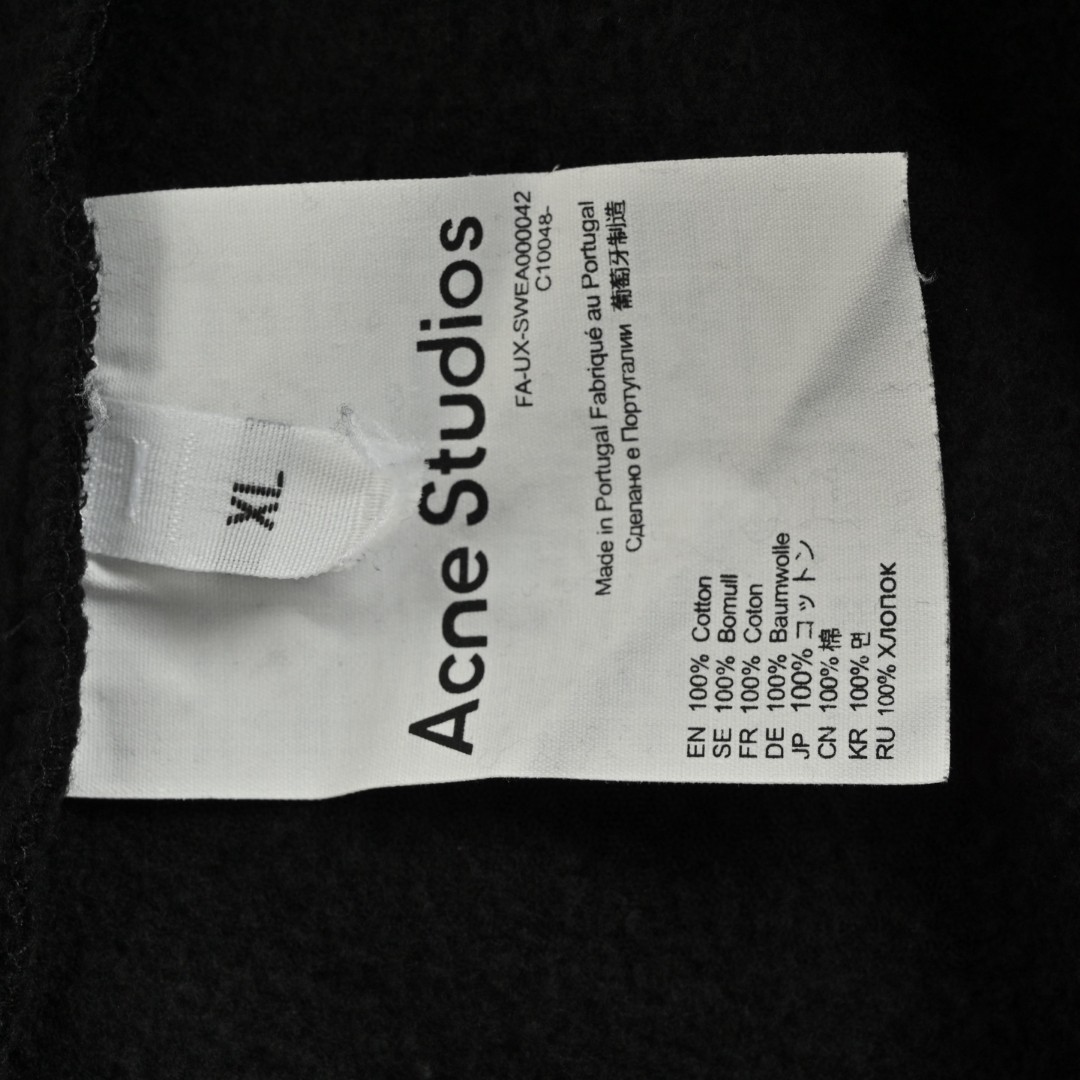 Acne Studios 1996渲染水洗做旧字母印花连帽卫衣 外套 长袖 黑色 B0 CI0136900
