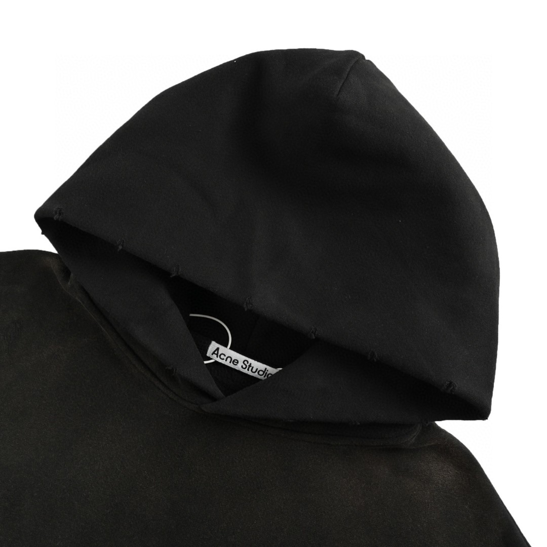 Acne Studios 1996渲染水洗做旧字母印花连帽卫衣 外套 长袖 黑色 B0 CI0136900