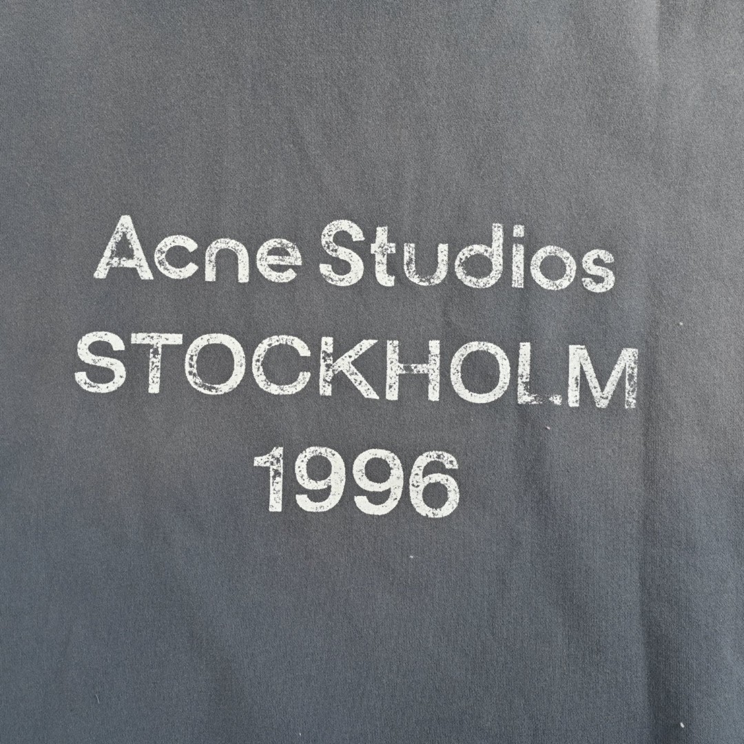 Acne Studios 1996渲染水洗做旧字母印花连帽卫衣 外套 长袖 灰色 B0 