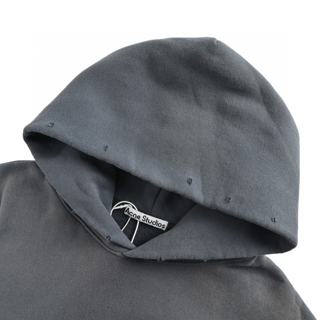 Acne Studios 1996渲染水洗做旧字母印花连帽卫衣 外套 长袖 灰色 B0 