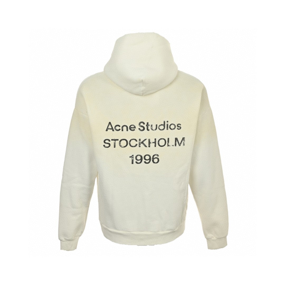 Acne Studios 1996渲染水洗做旧字母印花连帽卫衣 外套 长袖 白色 B0 CI0136DC6