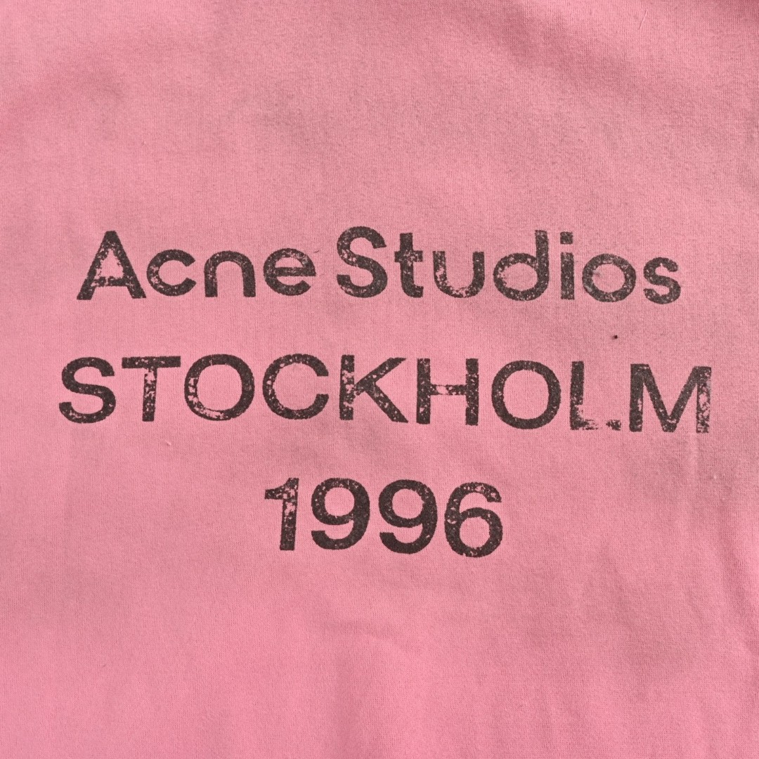 Acne Studios 1996渲染水洗做旧字母印花连帽卫衣 外套 长袖 粉色 B0 CI0136-DJS