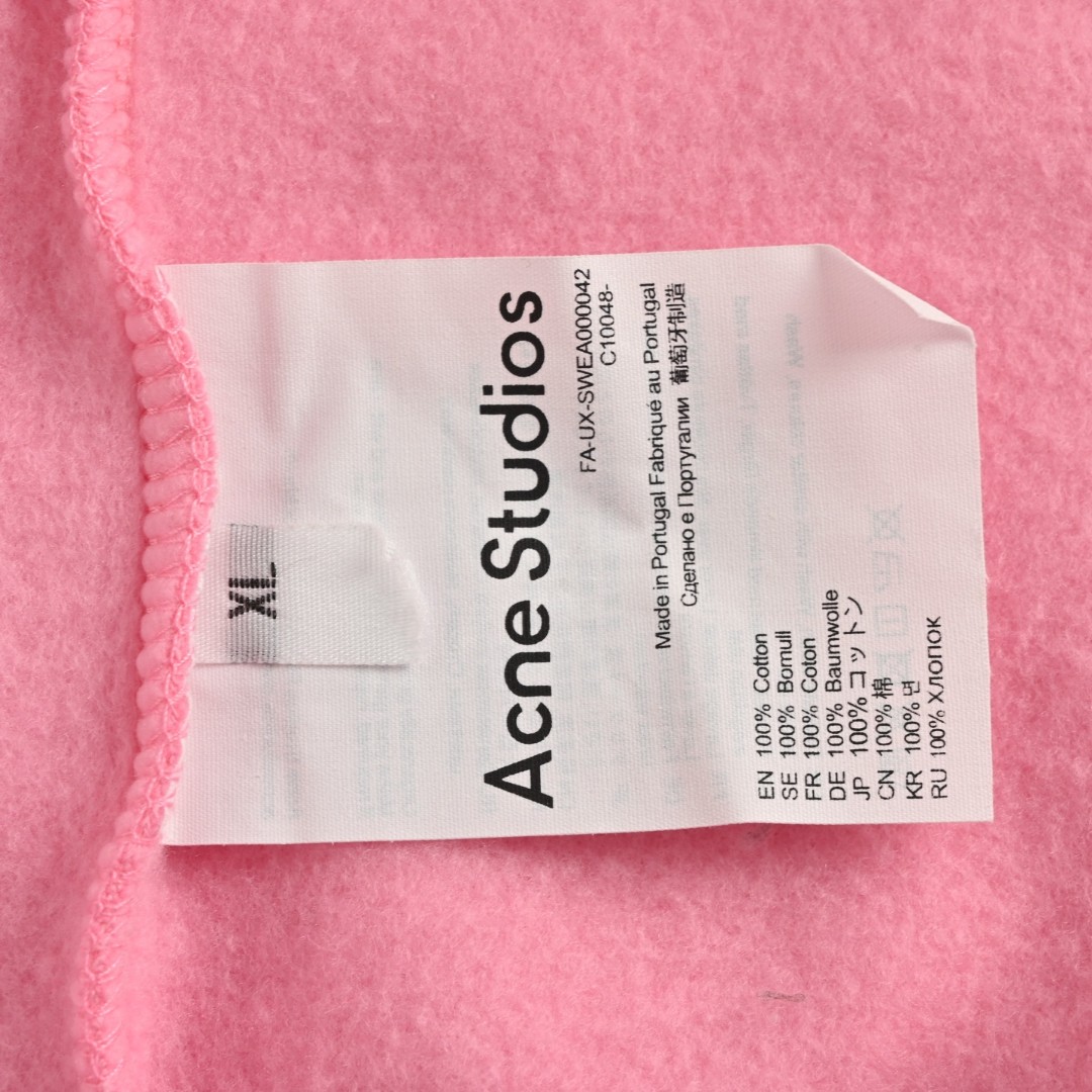 Acne Studios 1996渲染水洗做旧字母印花连帽卫衣 外套 长袖 粉色 B0 CI0136-DJS