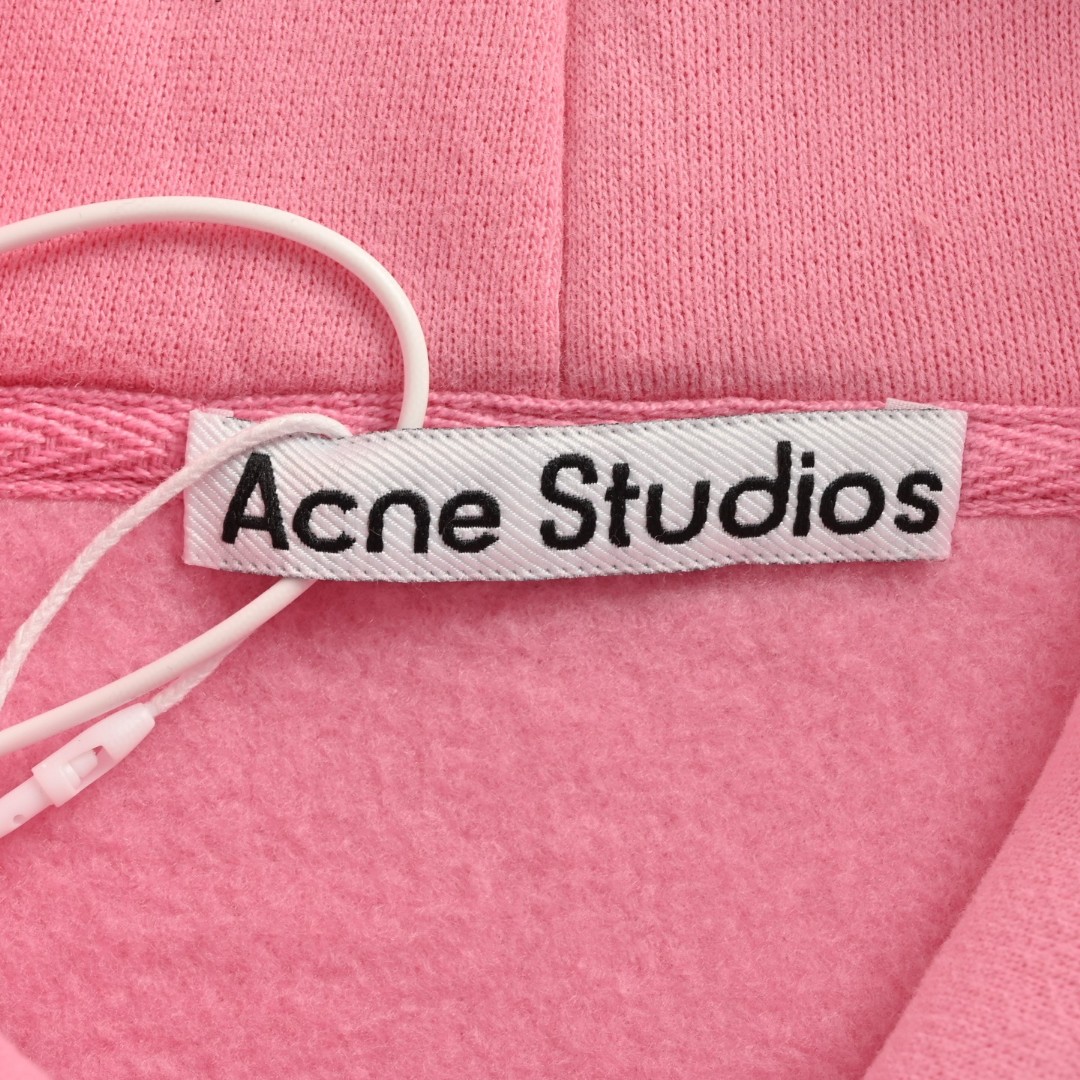 Acne Studios 1996渲染水洗做旧字母印花连帽卫衣 外套 长袖 粉色 B0 CI0136-DJS