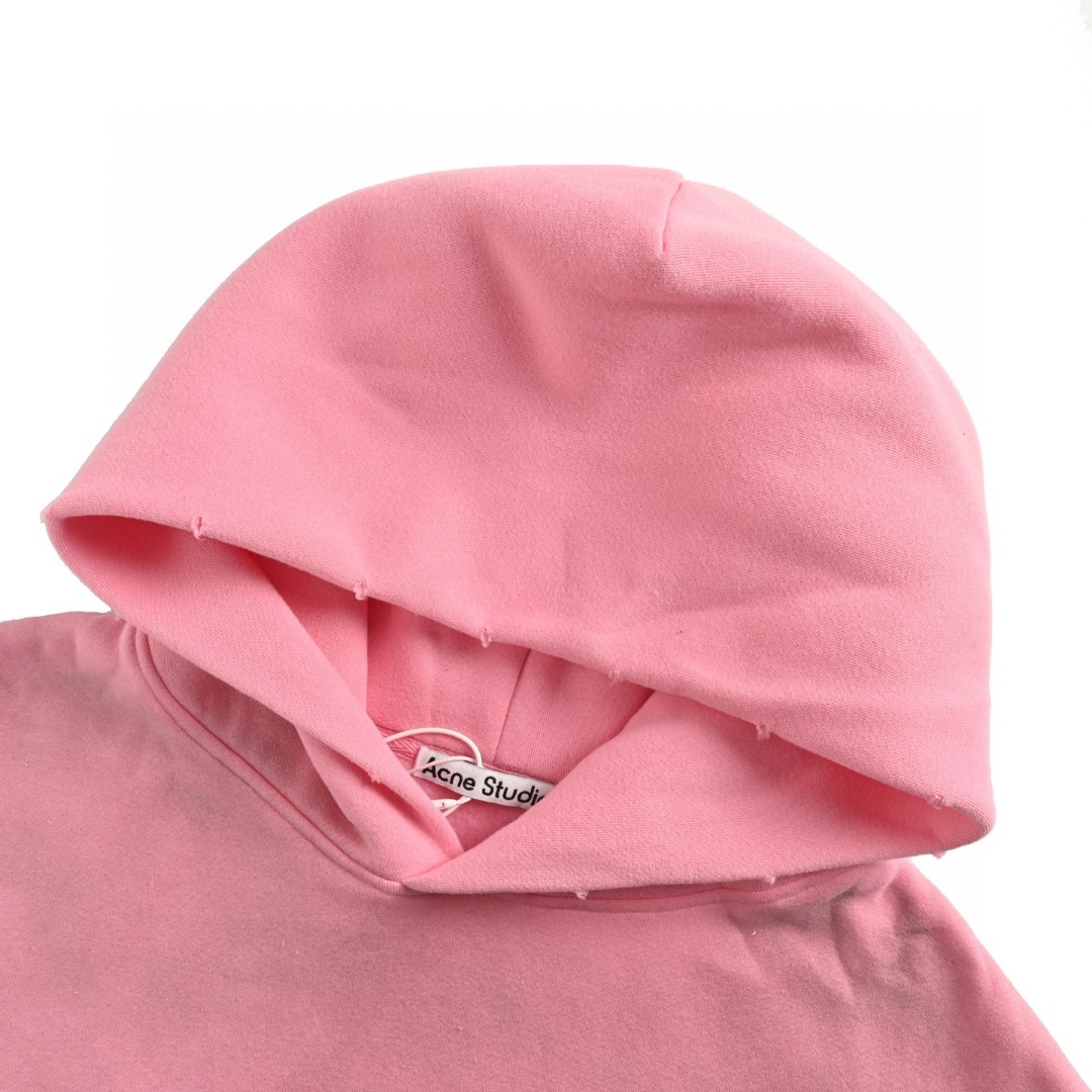 Acne Studios 1996渲染水洗做旧字母印花连帽卫衣 外套 长袖 粉色 B0 CI0136-DJS