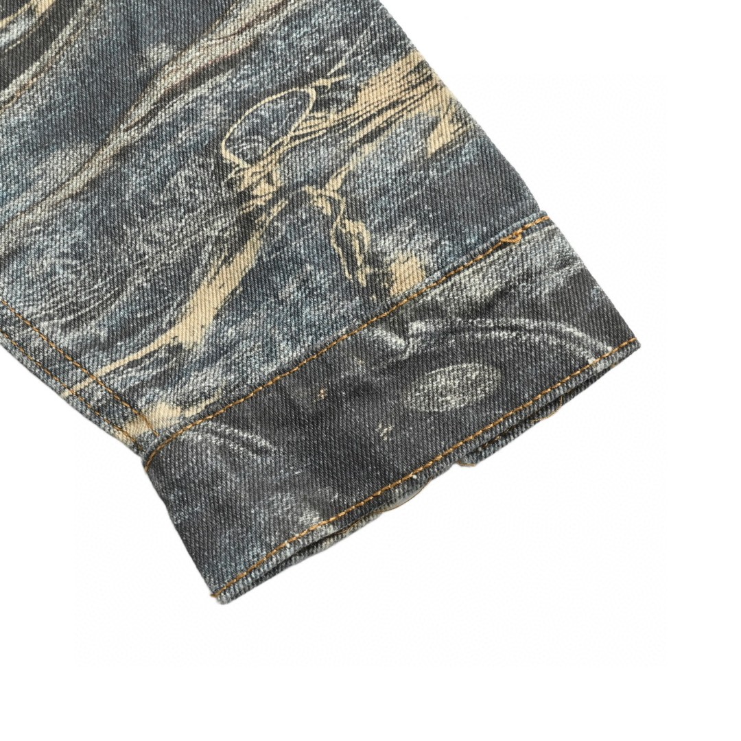 Acne Studios 破坏涂鸦3D打印牛仔外套 夹克 长袖 蓝色 B5 B90809-AUZ