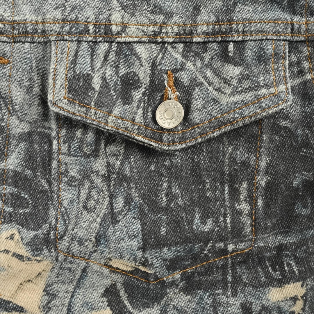 Acne Studios 破坏涂鸦3D打印牛仔外套 夹克 长袖 蓝色 B5 B90809-AUZ