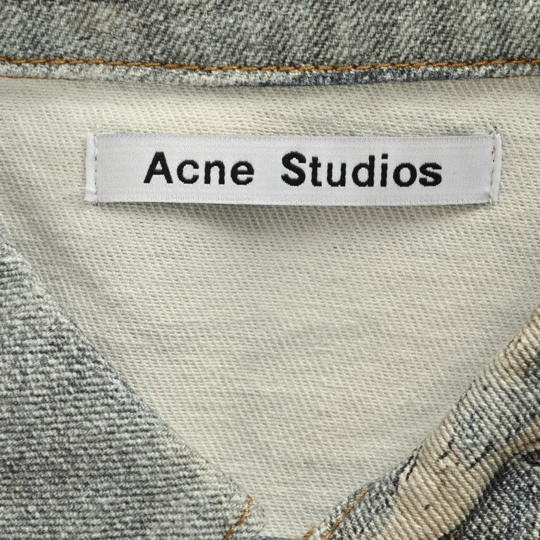 Acne Studios 破坏涂鸦3D打印牛仔外套 夹克 长袖 蓝色 B5 B90809-AUZ