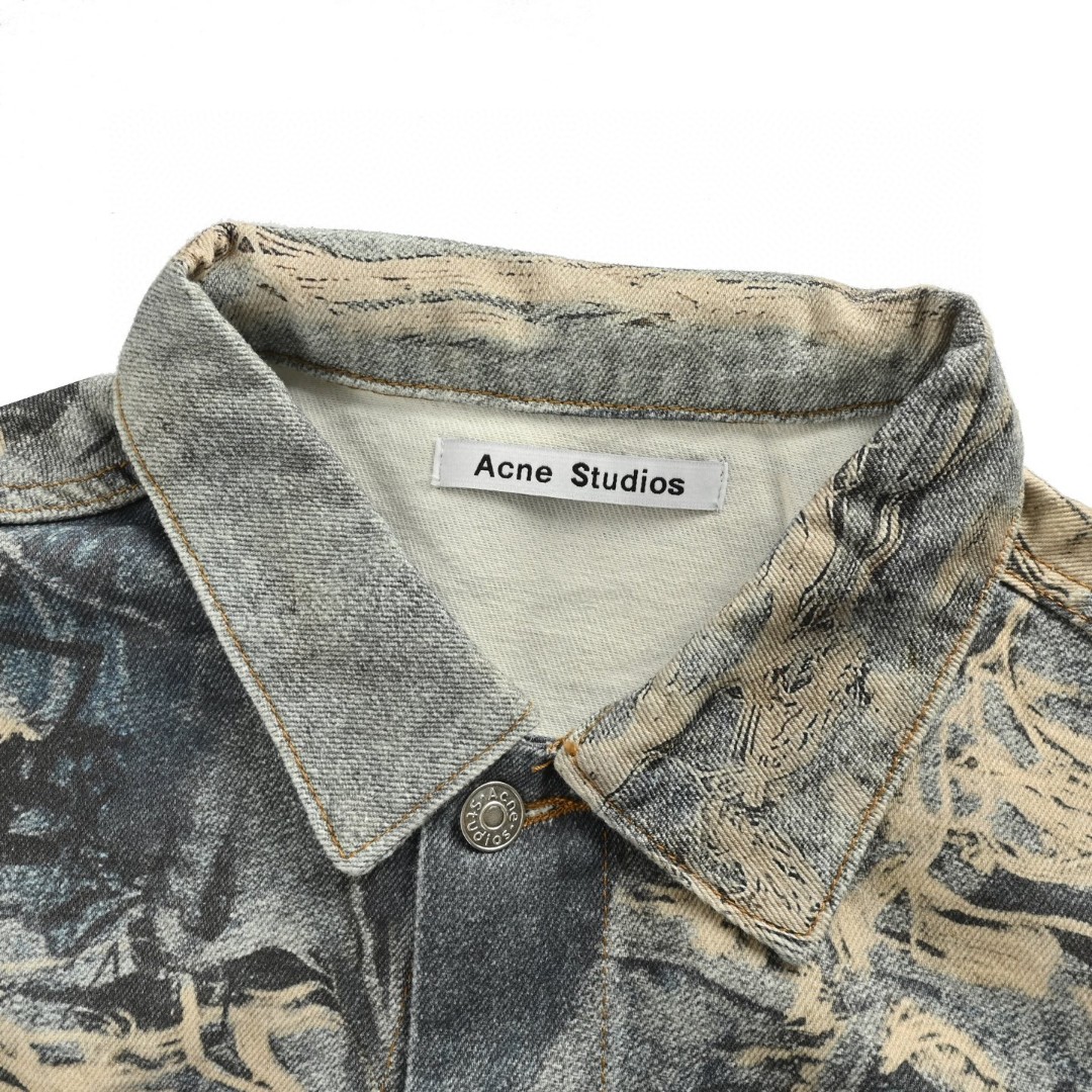 Acne Studios 破坏涂鸦3D打印牛仔外套 夹克 长袖 蓝色 B5 B90809-AUZ