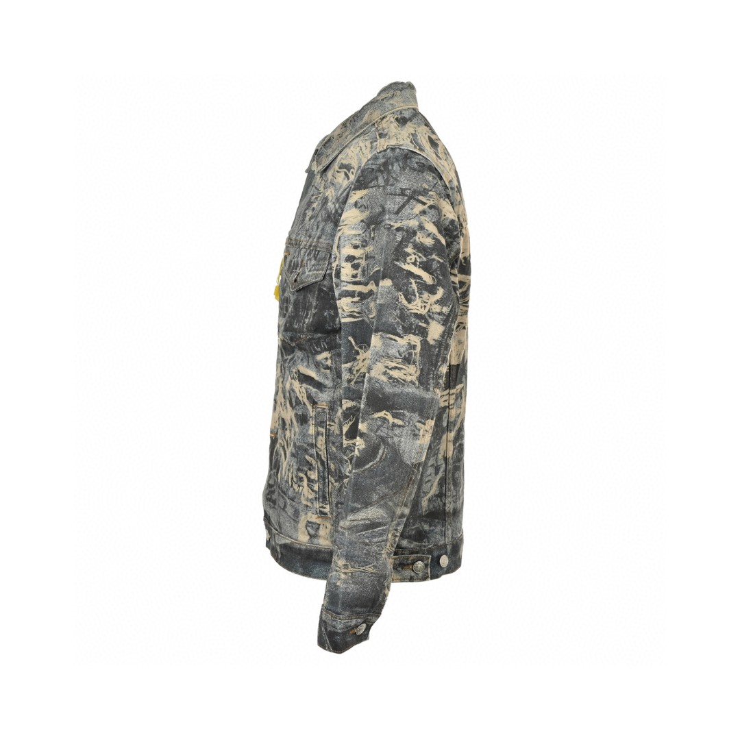 Acne Studios 破坏涂鸦3D打印牛仔外套 夹克 长袖 蓝色 B5 B90809-AUZ