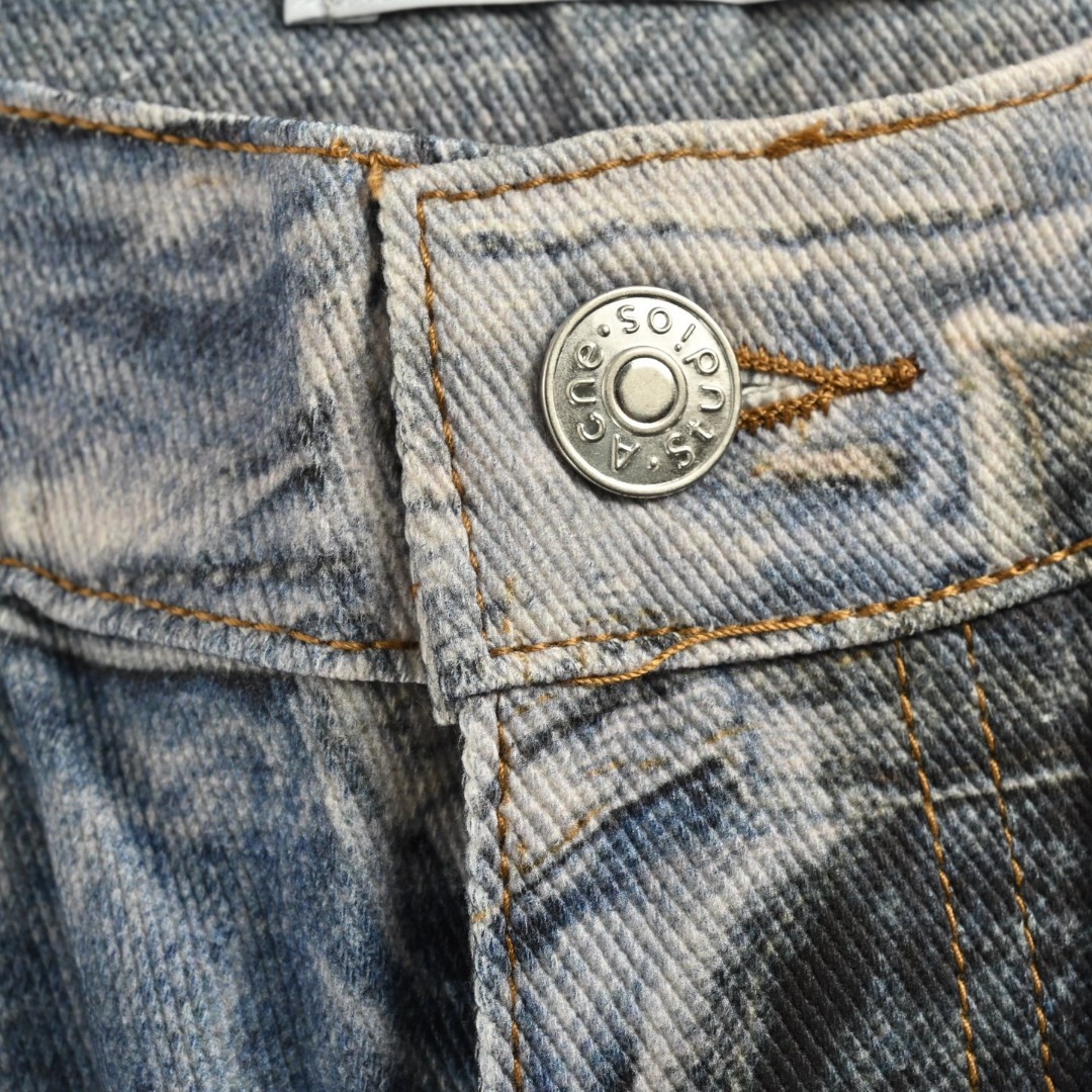 Acne Studios 破坏涂鸦3D打印牛仔裤 长裤 裤子 蓝色 B0 BK0679-863