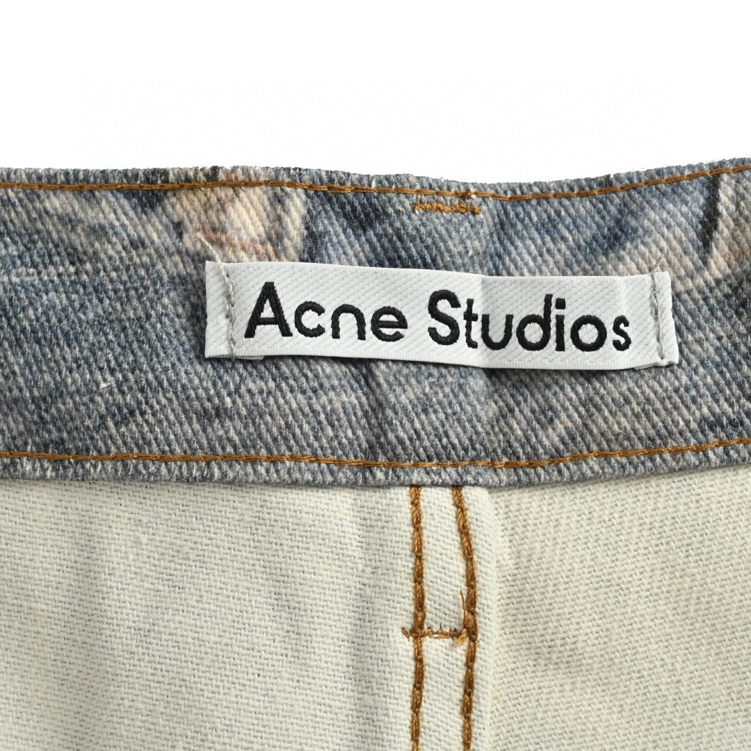 Acne Studios 破坏涂鸦3D打印牛仔裤 长裤 裤子 蓝色 B0 BK0679-863