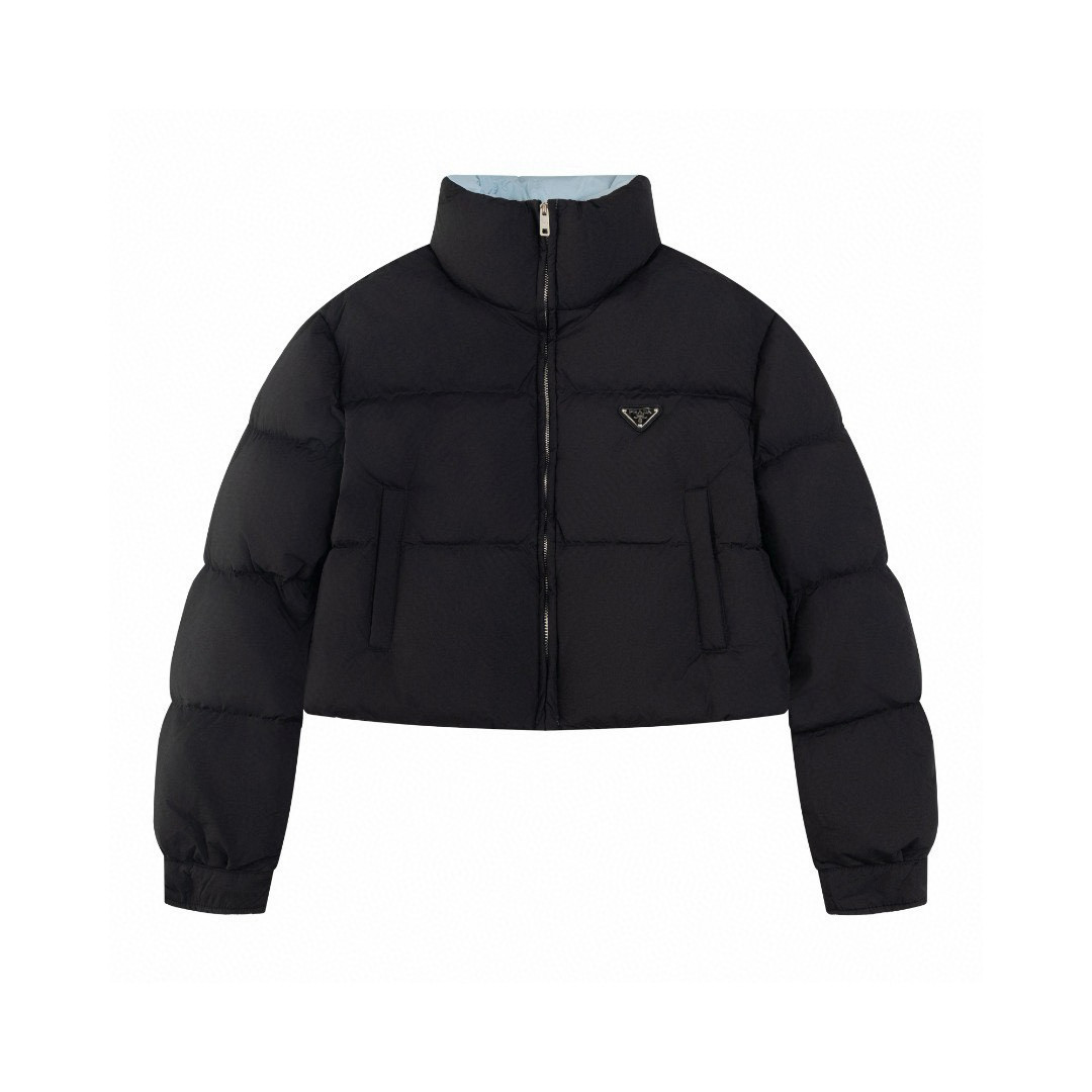 PRADA 普拉达 拉链立领短款羽绒服 黑色 C5 292056-1WQ8-F0002-S-222