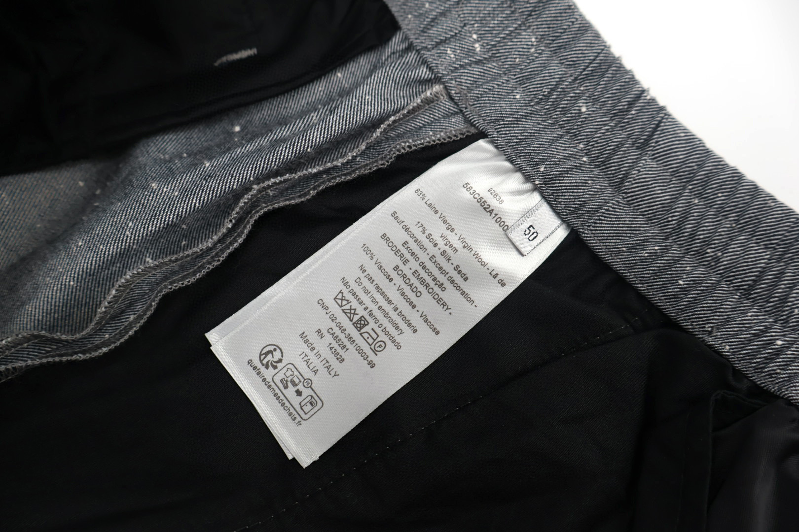 DIOR 迪奥 纯色羊毛休闲裤 长裤 裤子 灰色 B0