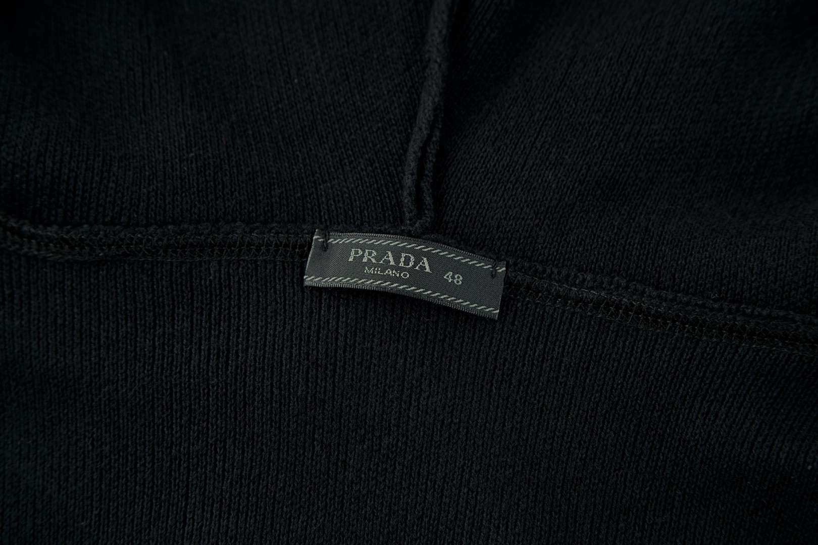 PRADA 普拉达 毛巾刺绣针织帽衫 连帽卫衣 外套 长袖 黑色 B0 