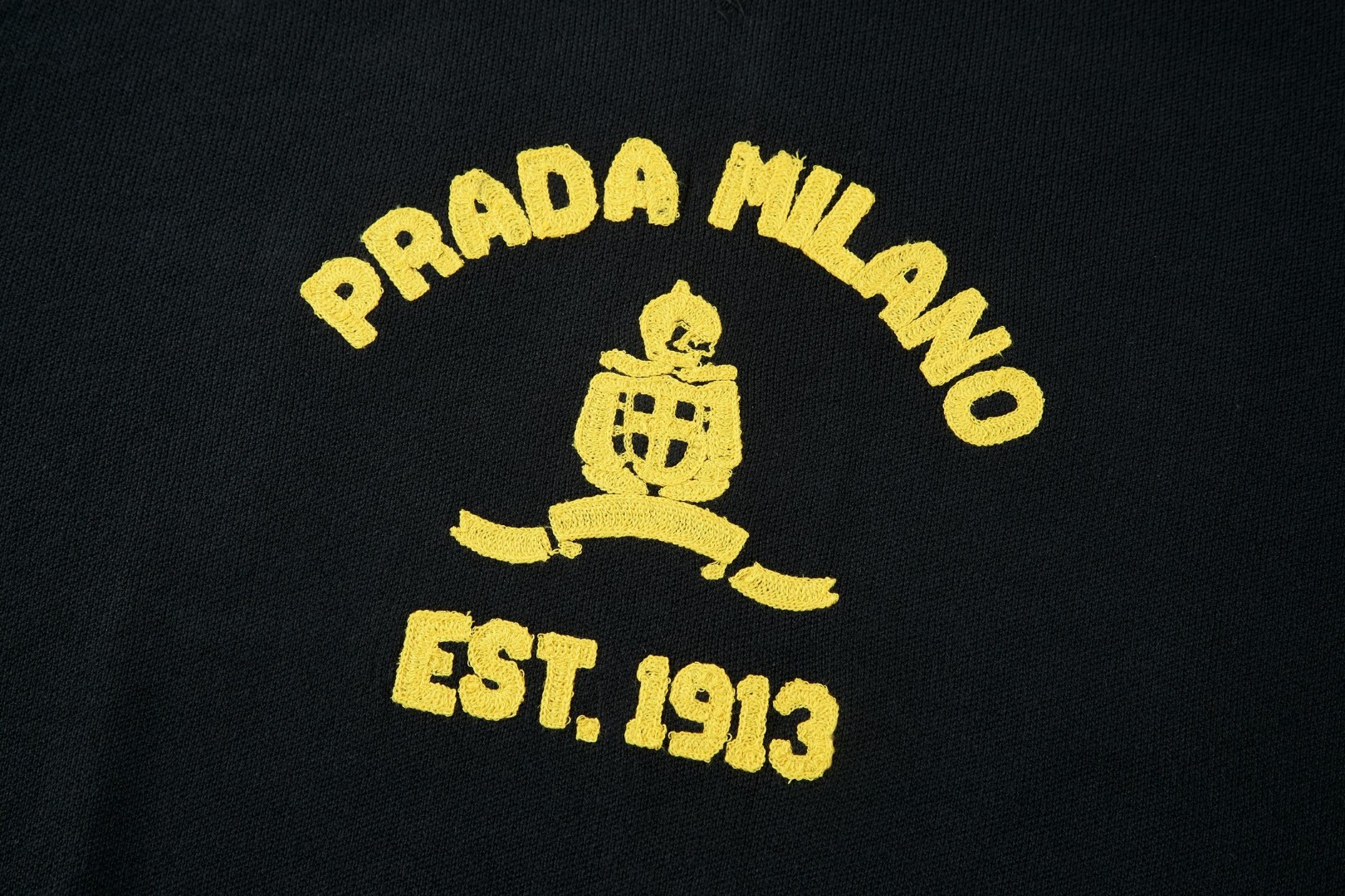 PRADA 普拉达 毛巾刺绣针织帽衫 连帽卫衣 外套 长袖 黑色 B0 