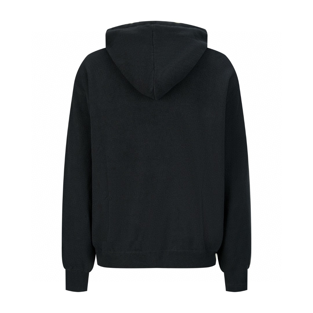 PRADA 普拉达 毛巾刺绣针织帽衫 连帽卫衣 外套 长袖 黑色 B0 