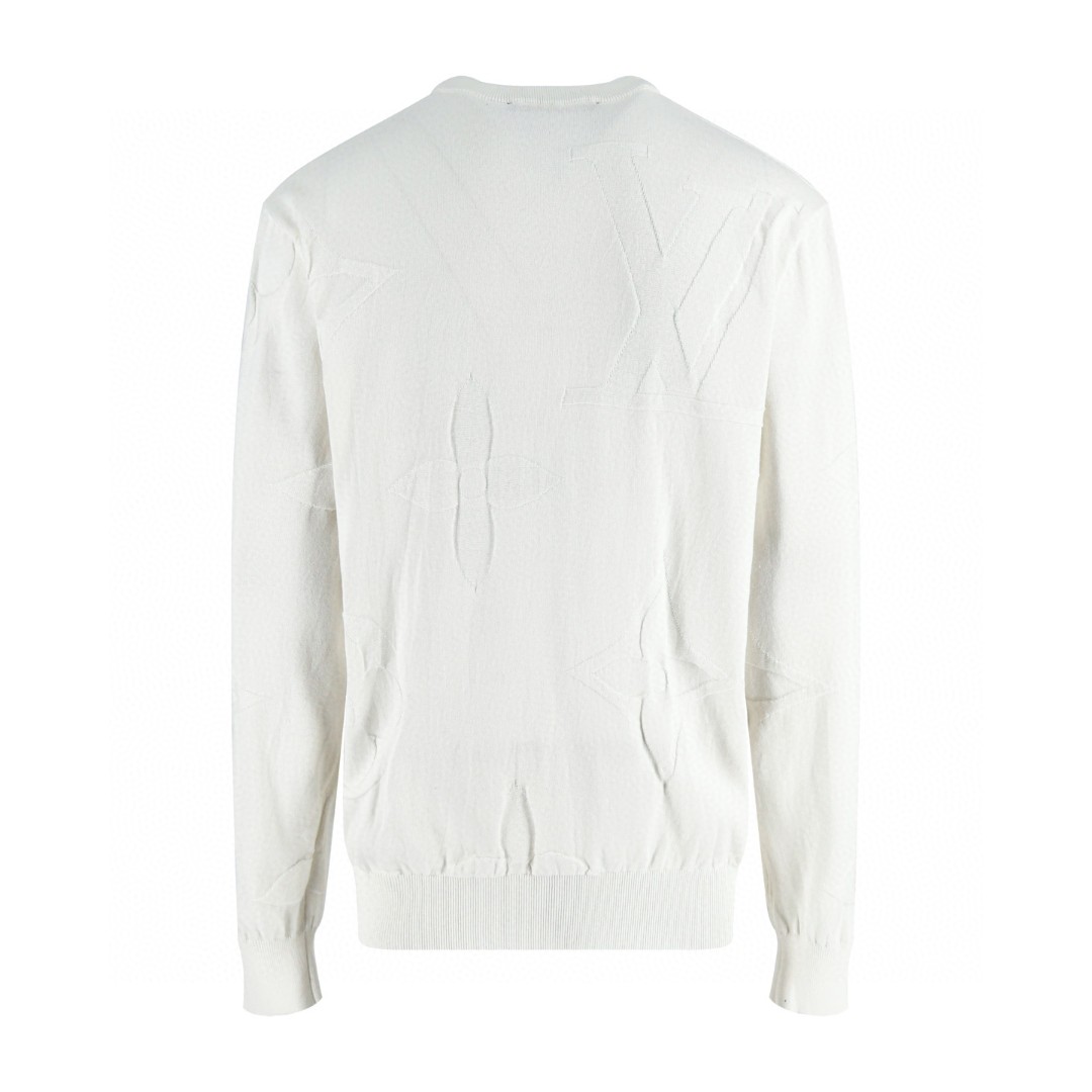 LOUIS VUITTON 路易威登 四叶草嵌花打底衫圆领毛衣 针织衫 长袖 白色 B0