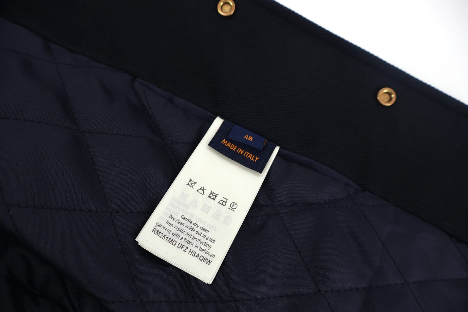 LOUIS VUITTON 路易威登 浮雕压花皮袖棒球服 外套 夹克 蓝色 C5 1AIJXS