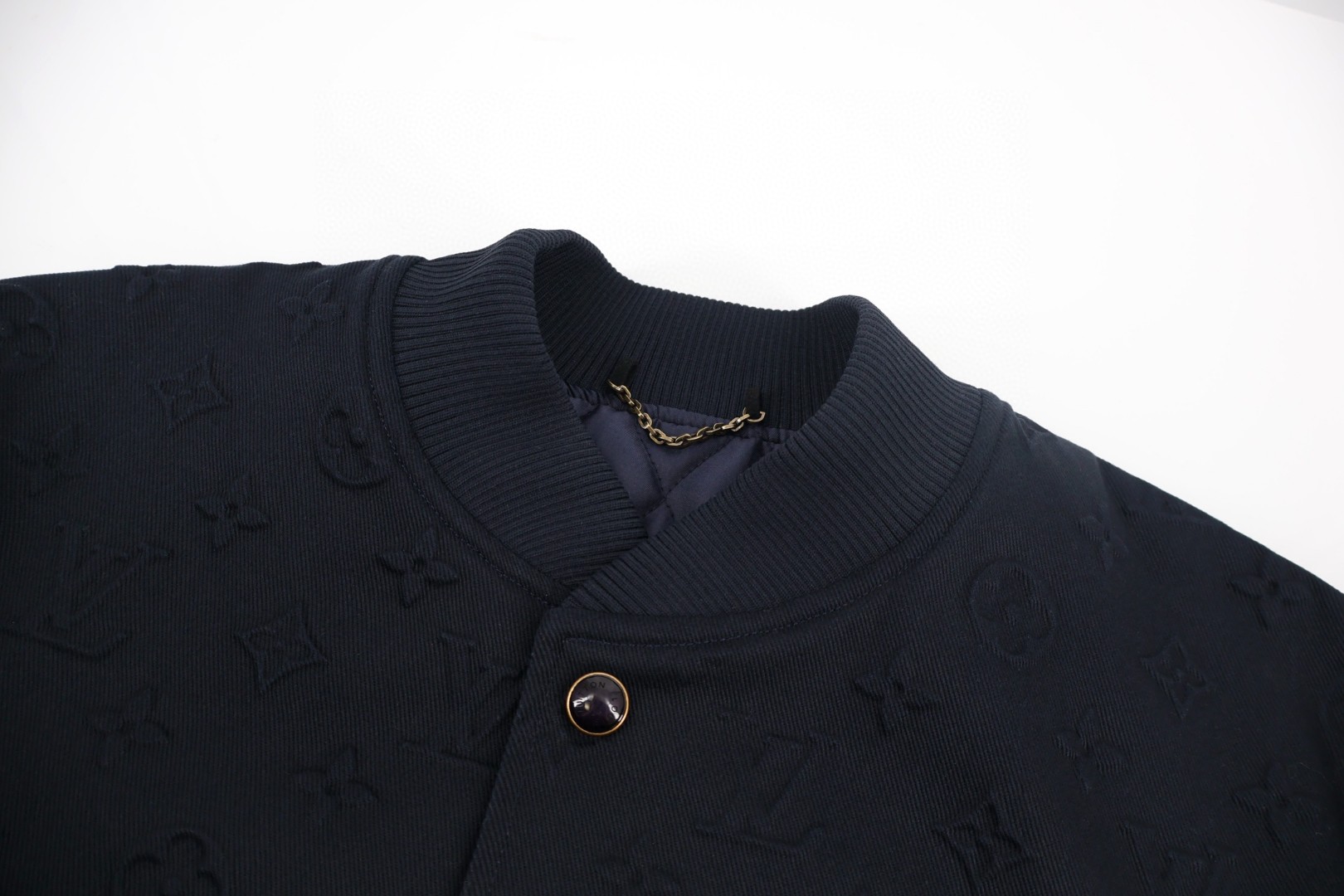 LOUIS VUITTON 路易威登 浮雕压花皮袖棒球服 外套 夹克 蓝色 C5 1AIJXS